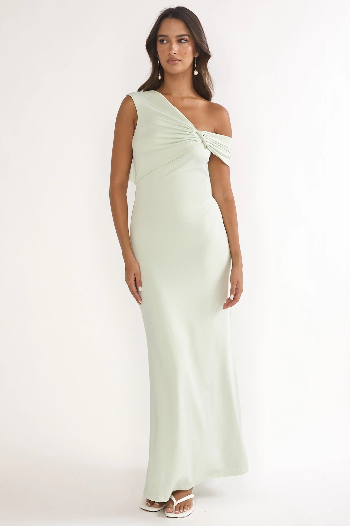 Tilda Asymmetric Neckline Maxi Dress Sage
