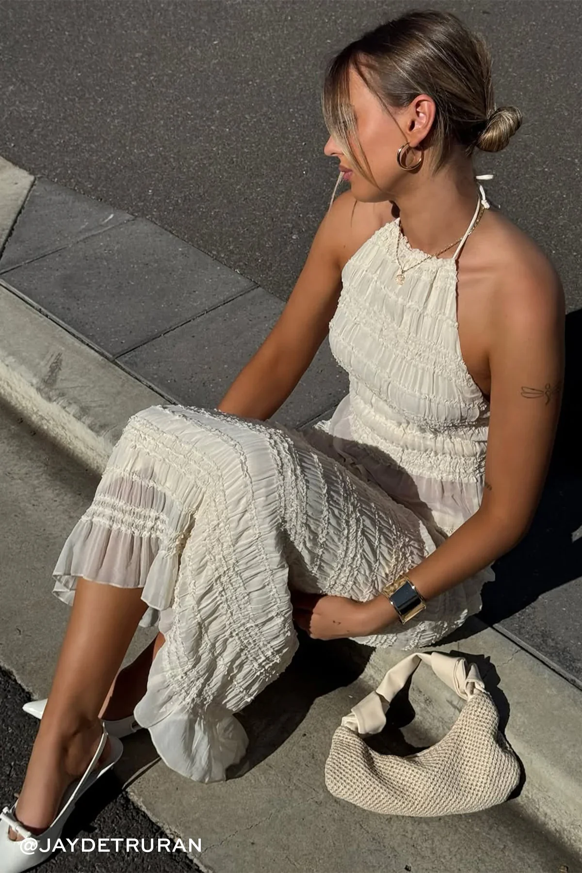 Luck & Trouble Marisole Gathered Maxi Skirt Cream