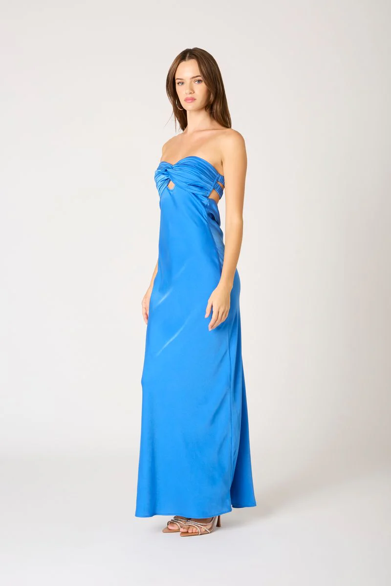 Strapless Satin Maxi Dress