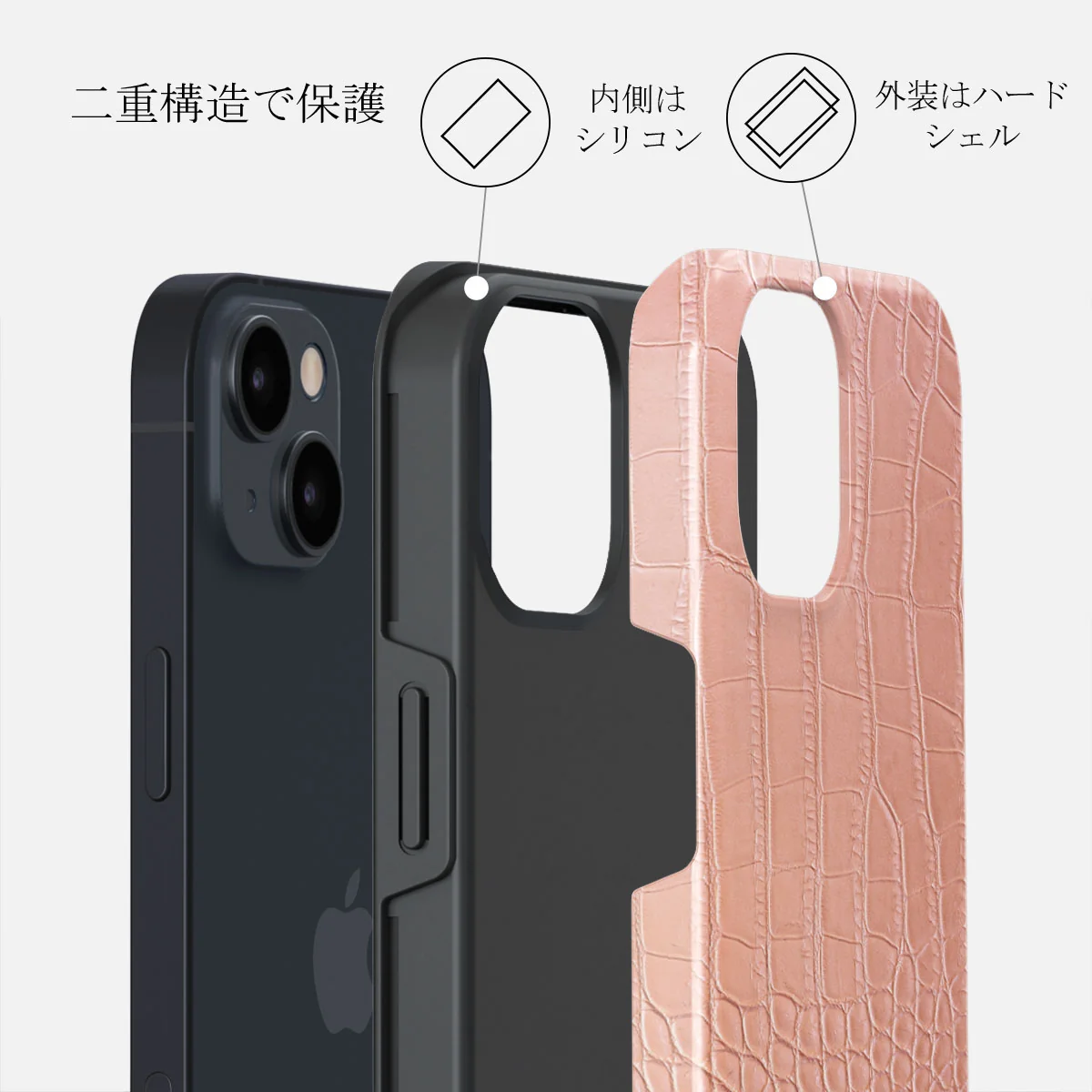 Pink Croco - iPhone 13 Mini ケース