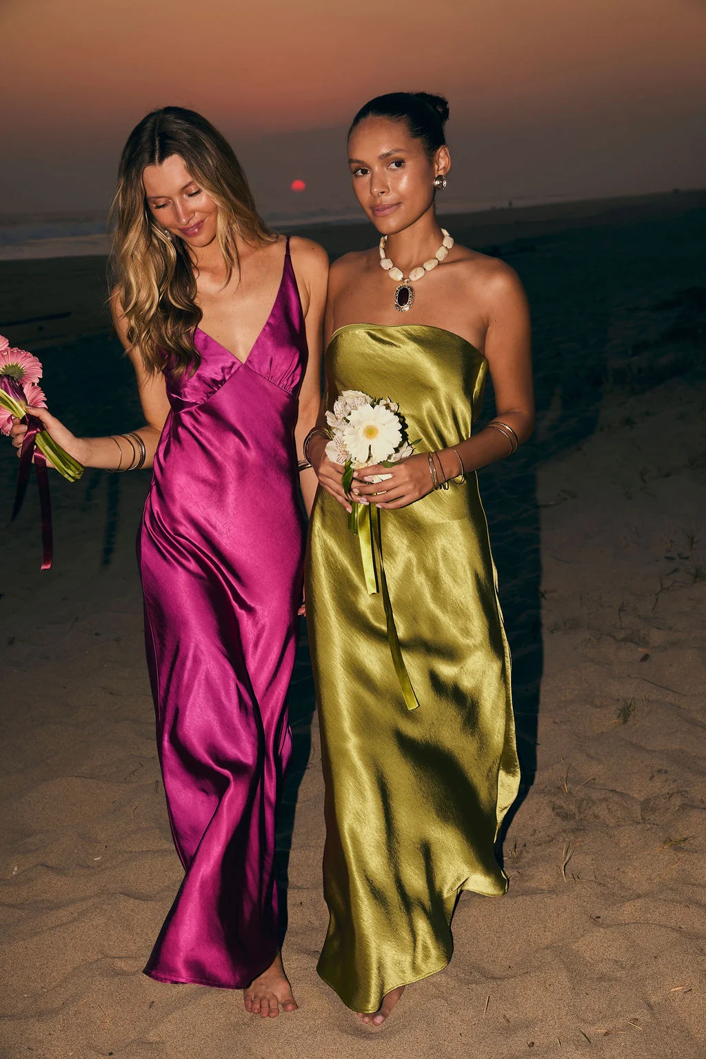Mirabella Fuchsia Satin Maxi Dress