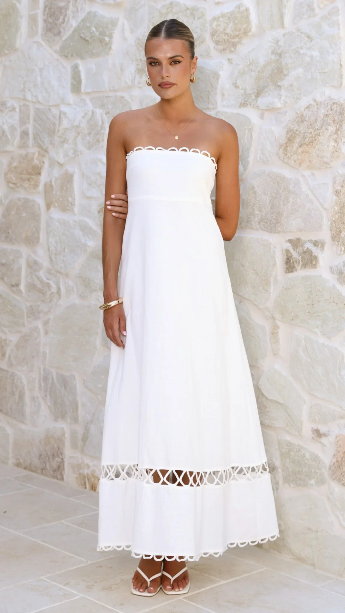 Caressa Maxi Dress - White - luluinthesky
