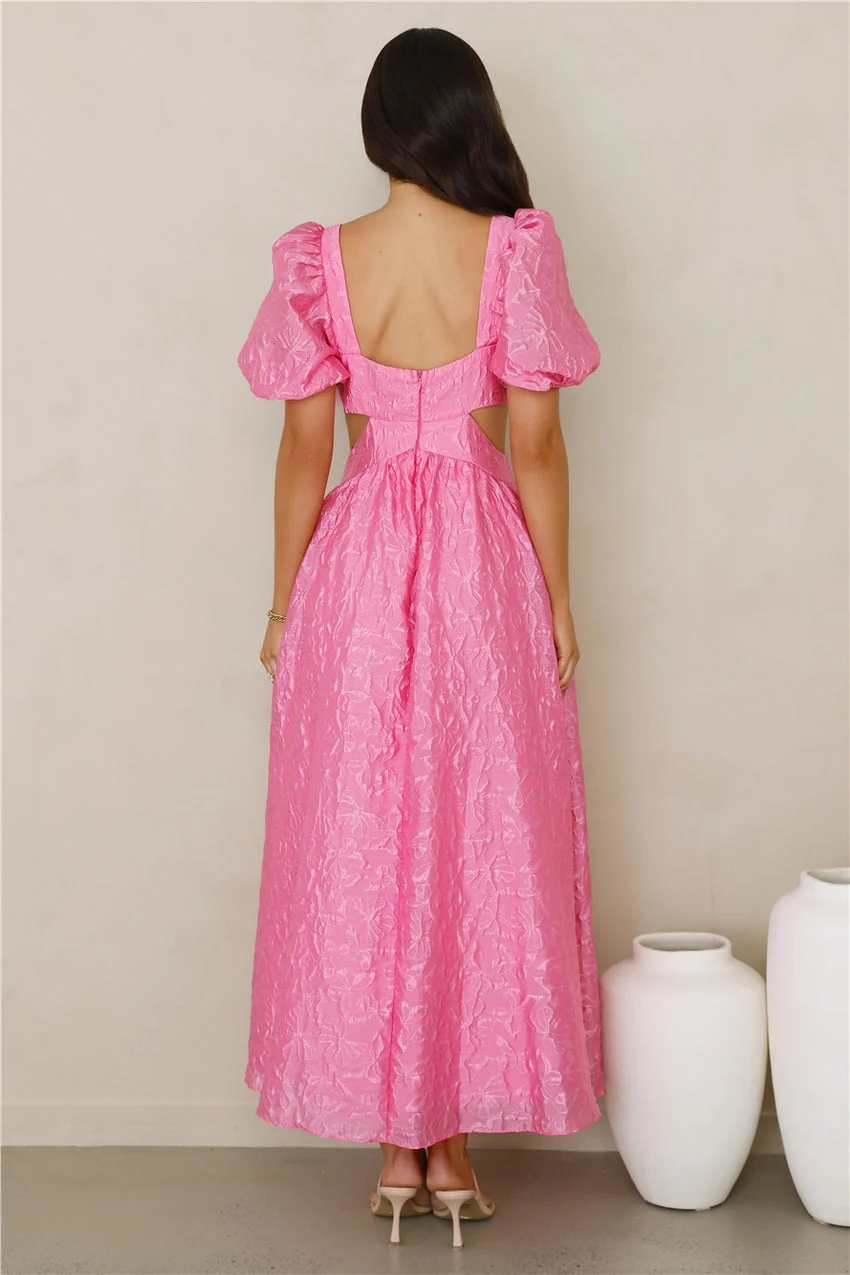 Softly Enchanted Midi Dress Fuchsia - luluinthesky