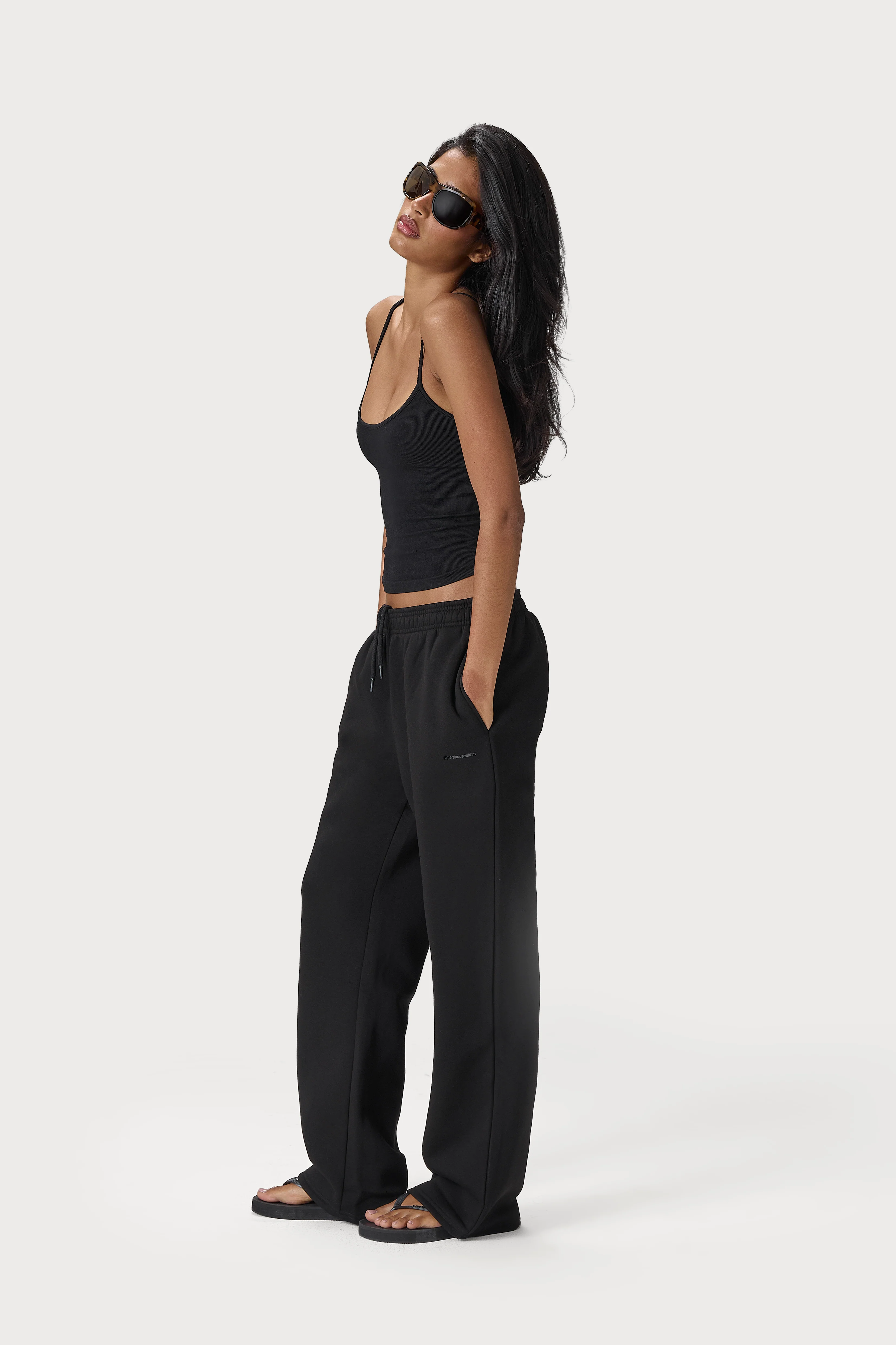 Seekers Classic Wide Leg Sweatpants in Washed Black