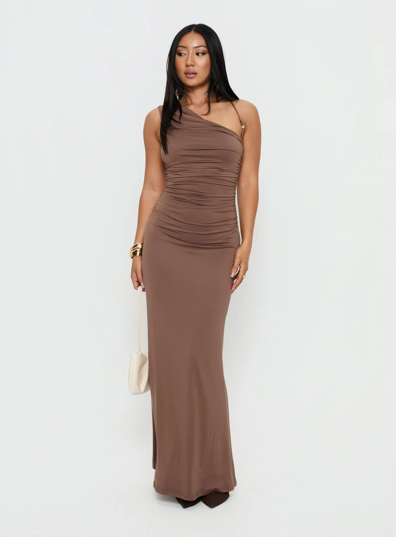 Britani One Shoulder Maxi Dress Mocha