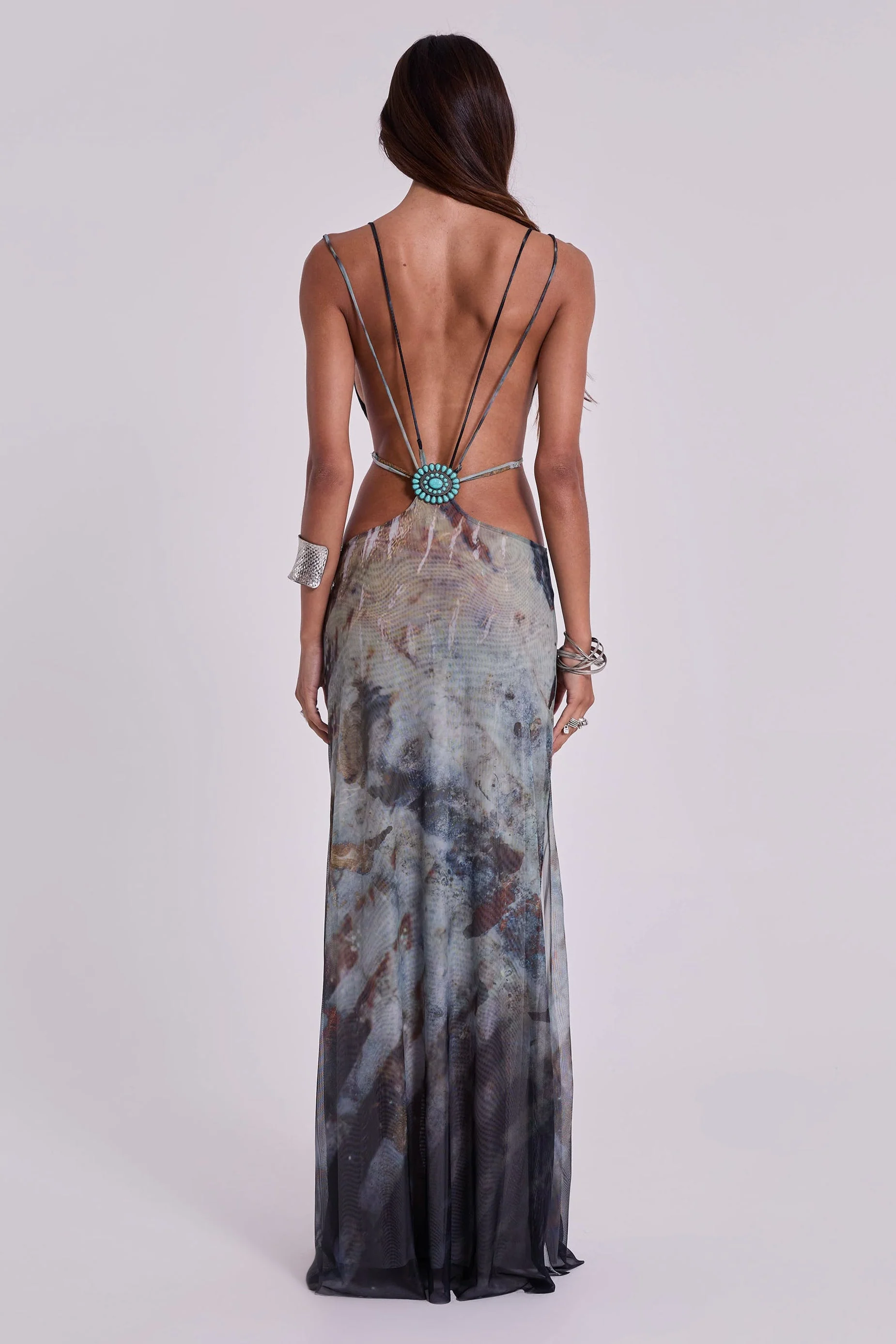 Azariah Maxi Dress With Turquoise Trim
