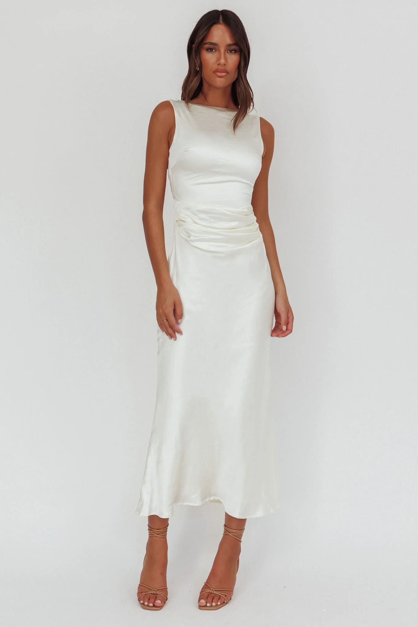 Helsi Pearl Back Midi Dress White