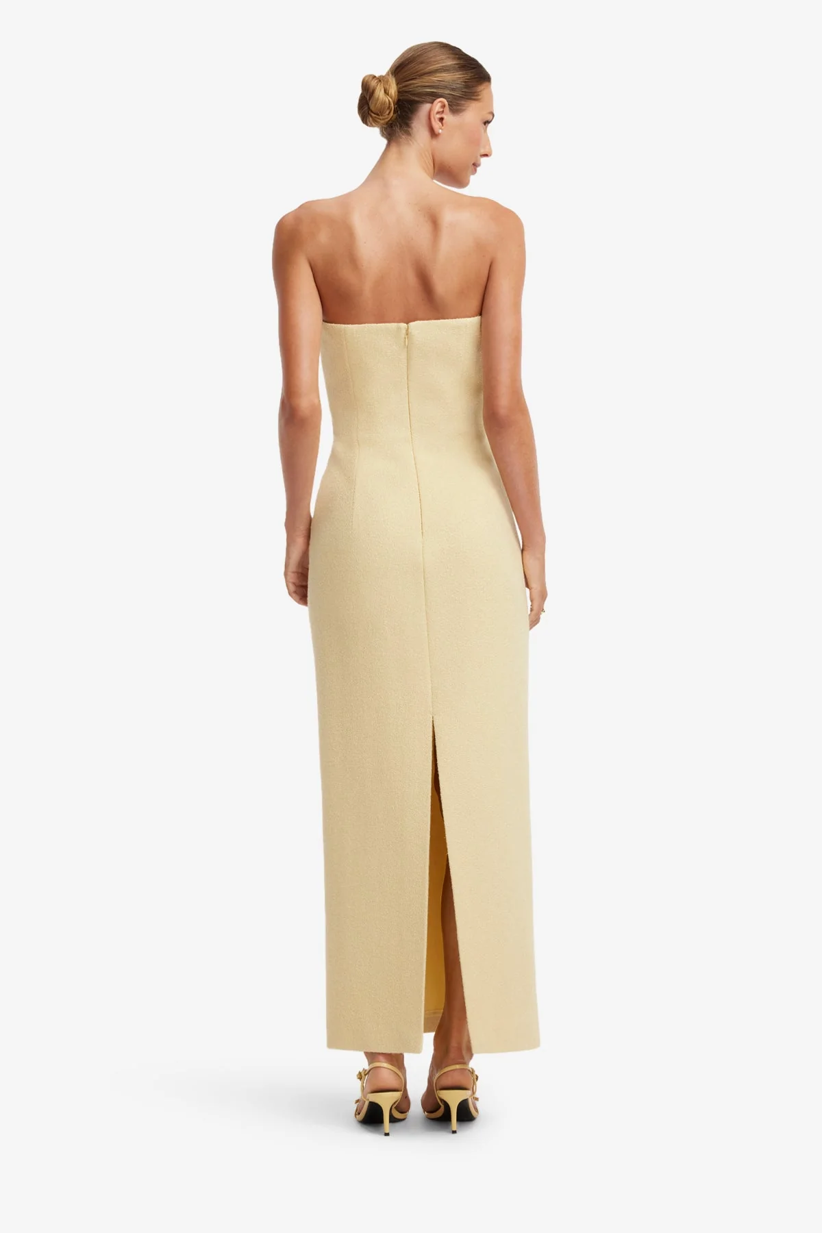 Rayna Appliqué Tweed Maxi Dress - Dusty Yellow
