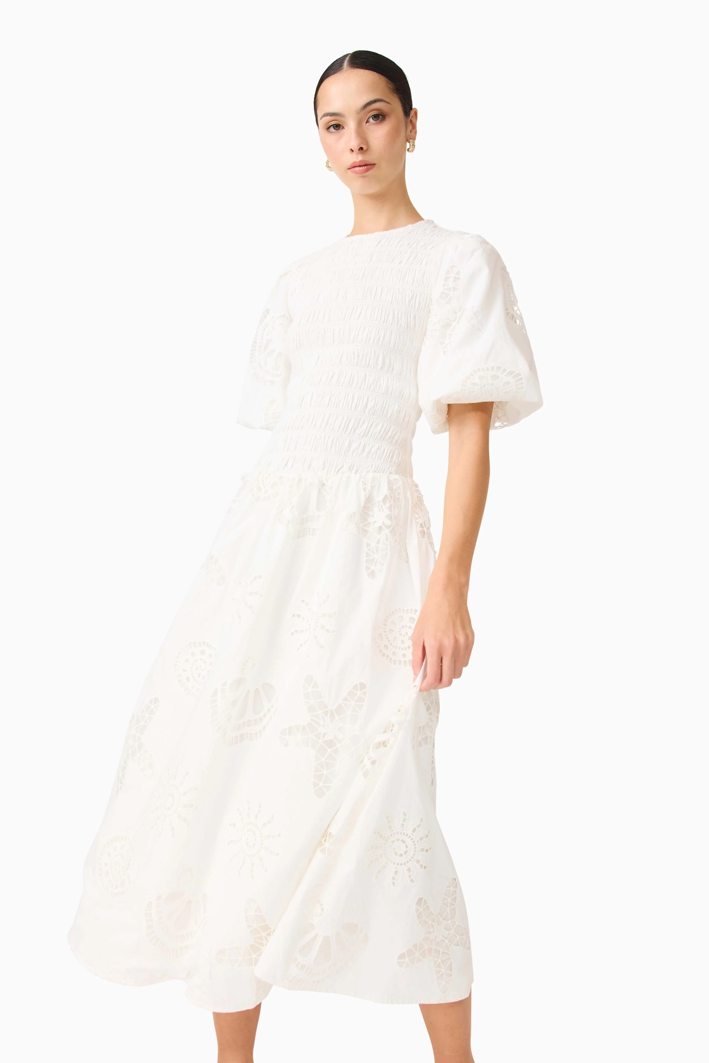 Celine Puff Sleeve Maxi Dress in White
