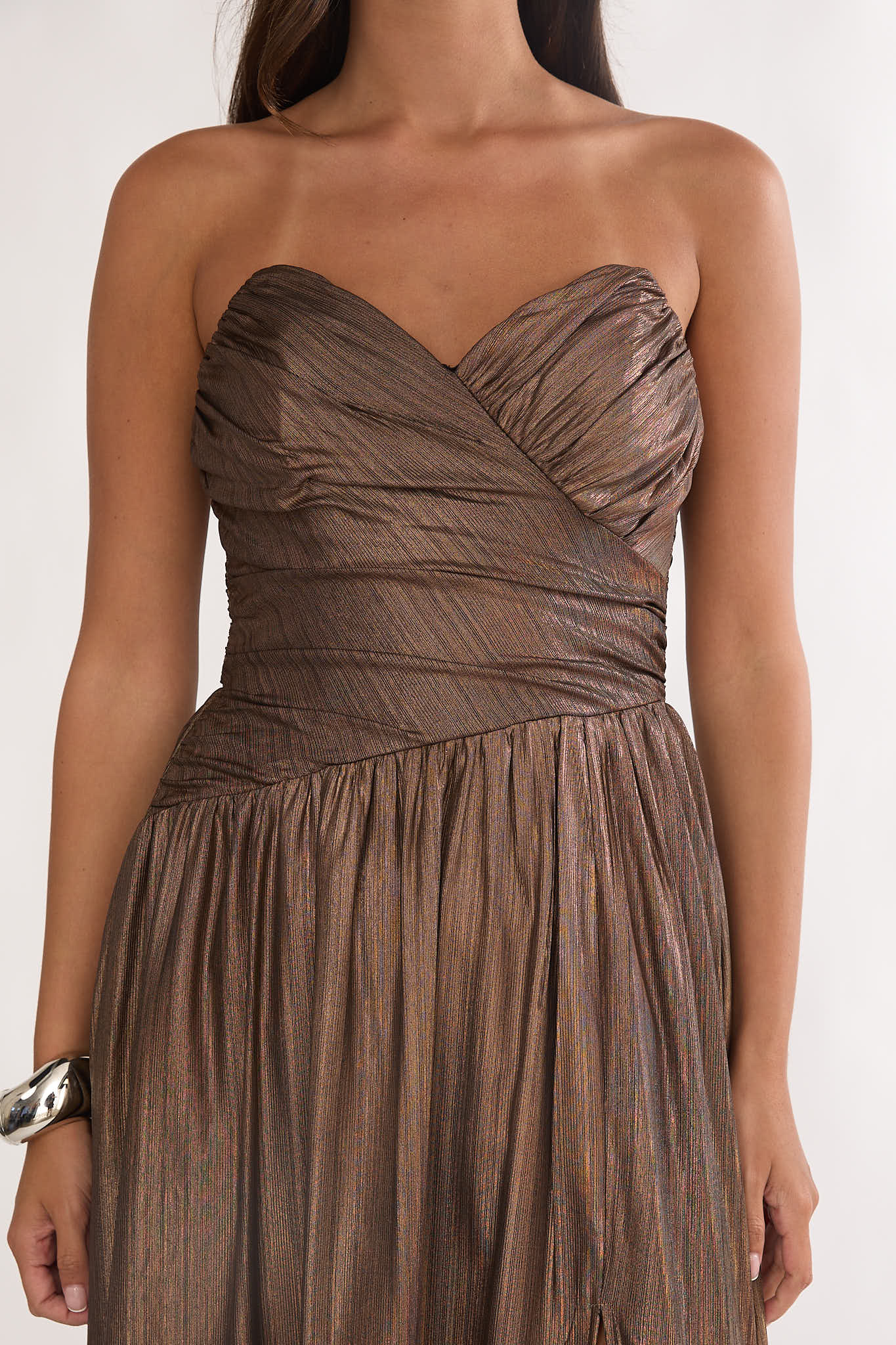 Marin Pointed Sweetheart Maxi Dress Gold - luluinthesky