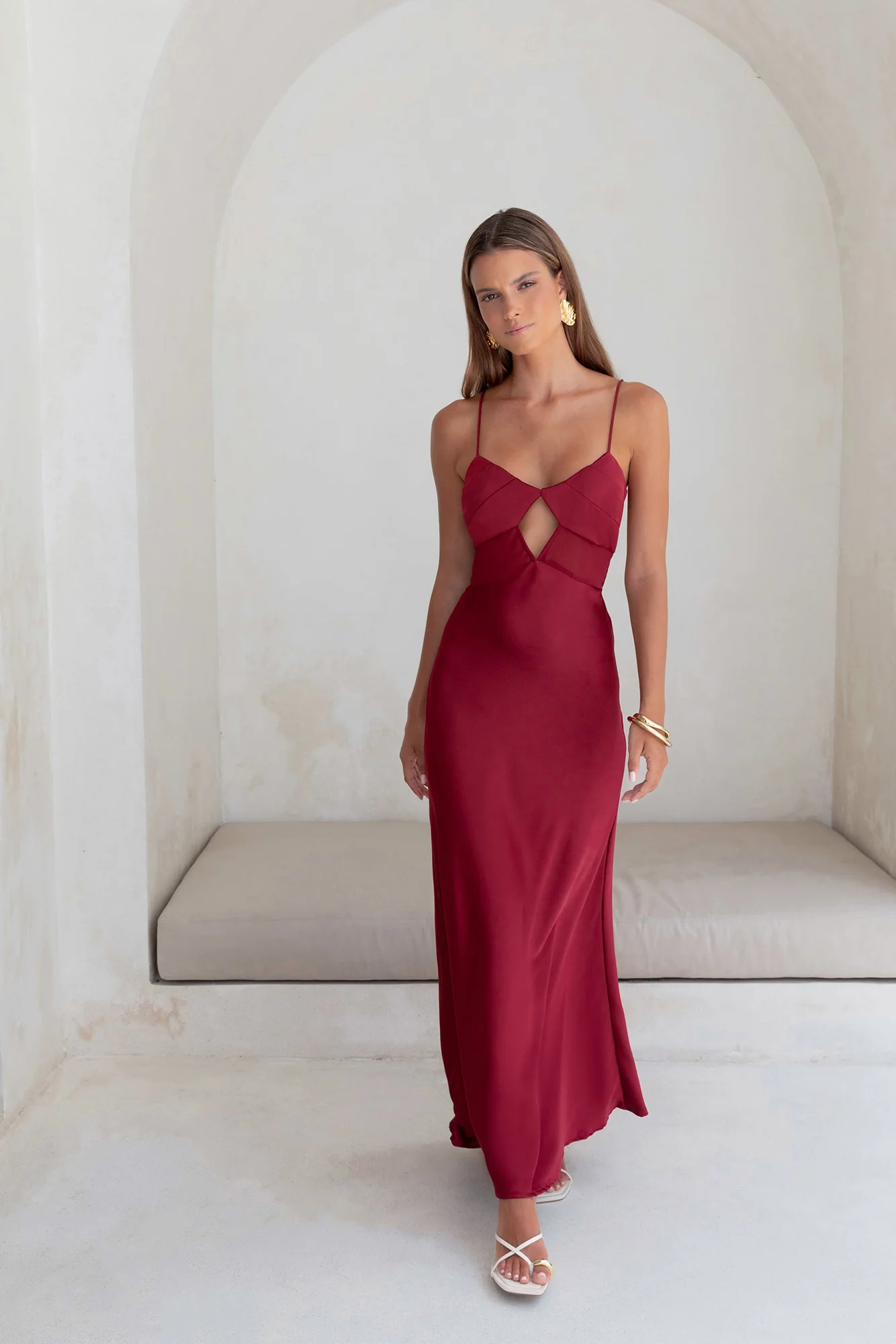World Is Yours Satin Maxi Dress Burgundy - luluinthesky