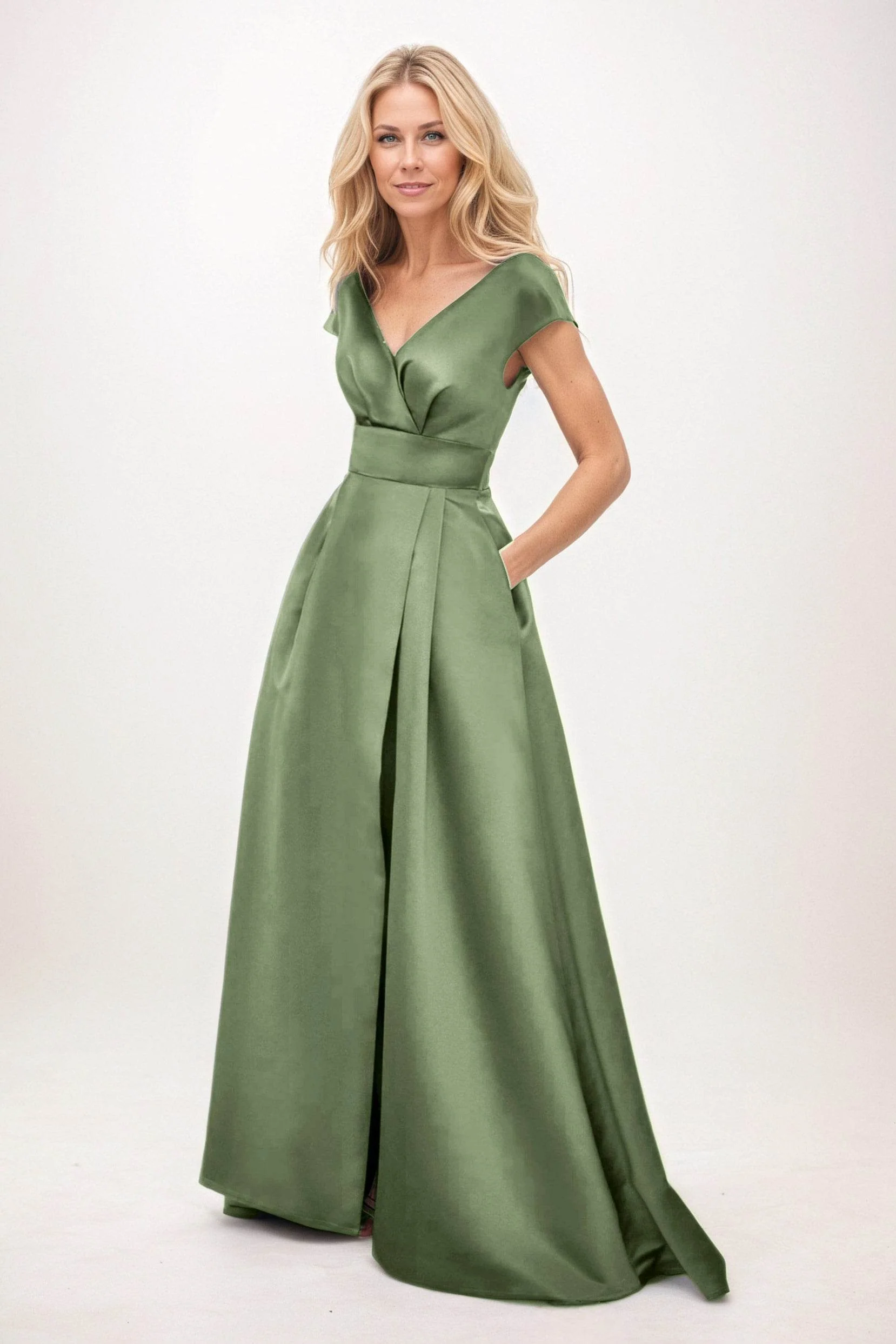 A-Line Maxi Satin Mother of the Bride Dresses CM0408