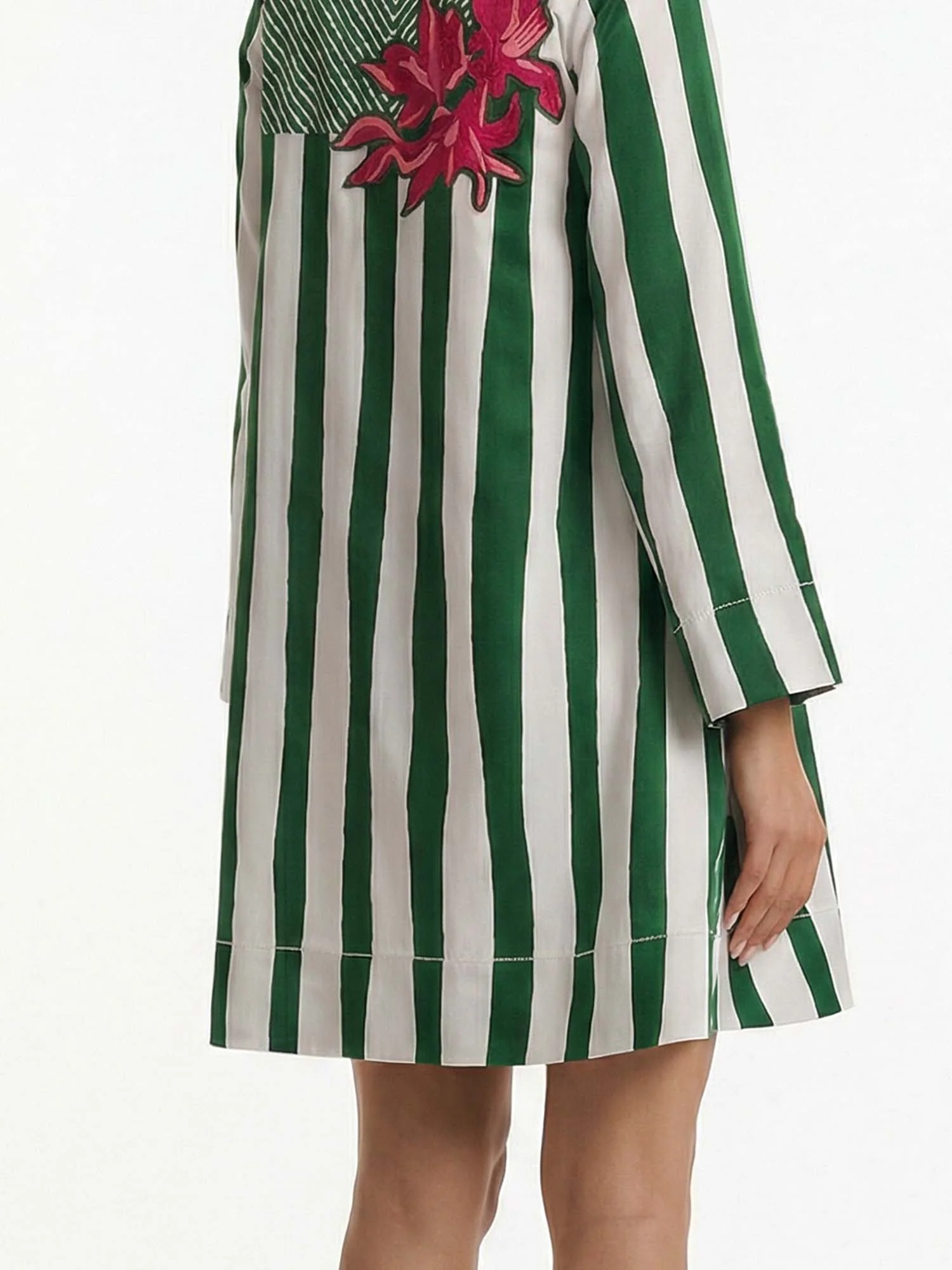 Verdant Stripe Print Mini Dress