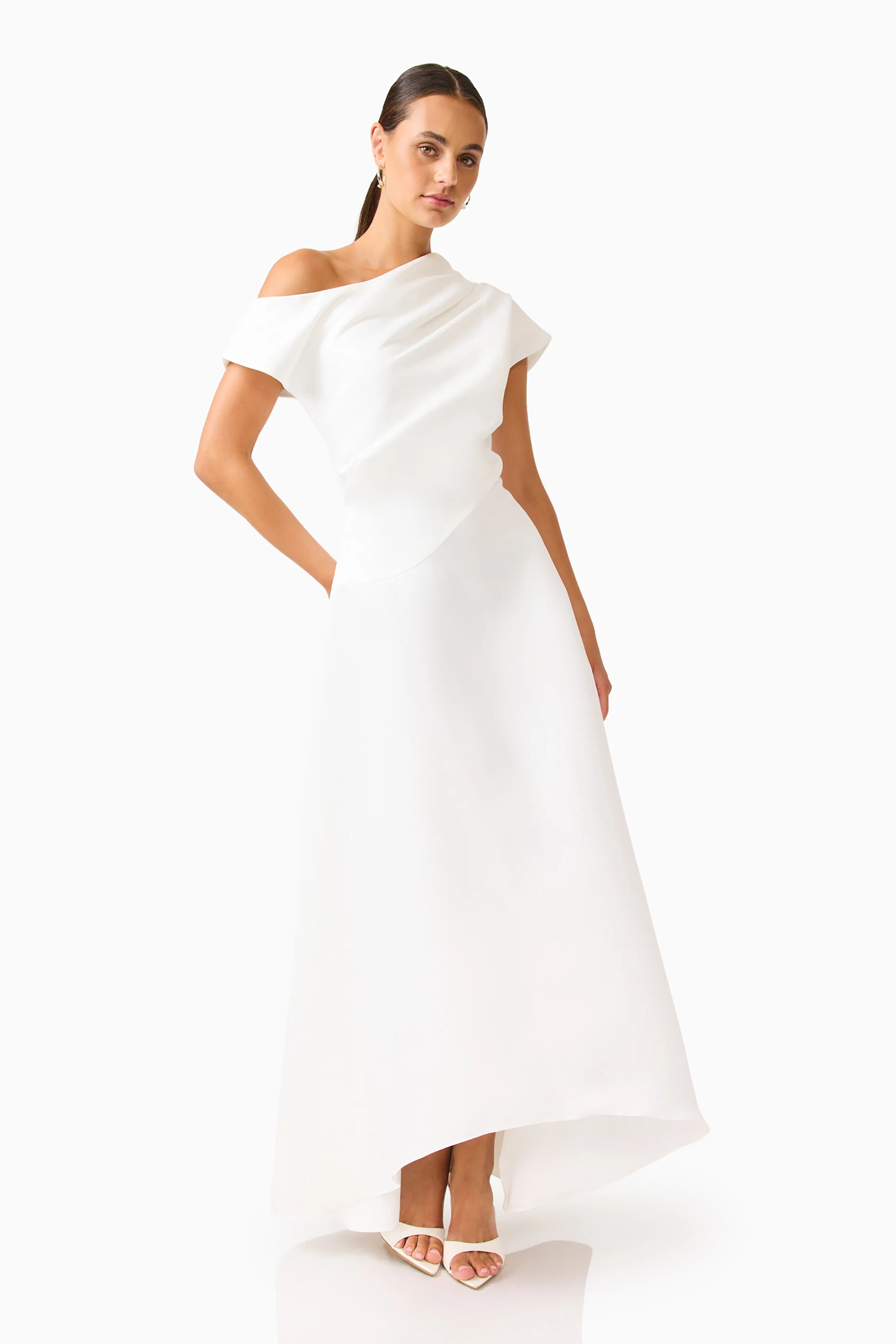 Marissa One Shoulder Gown in White