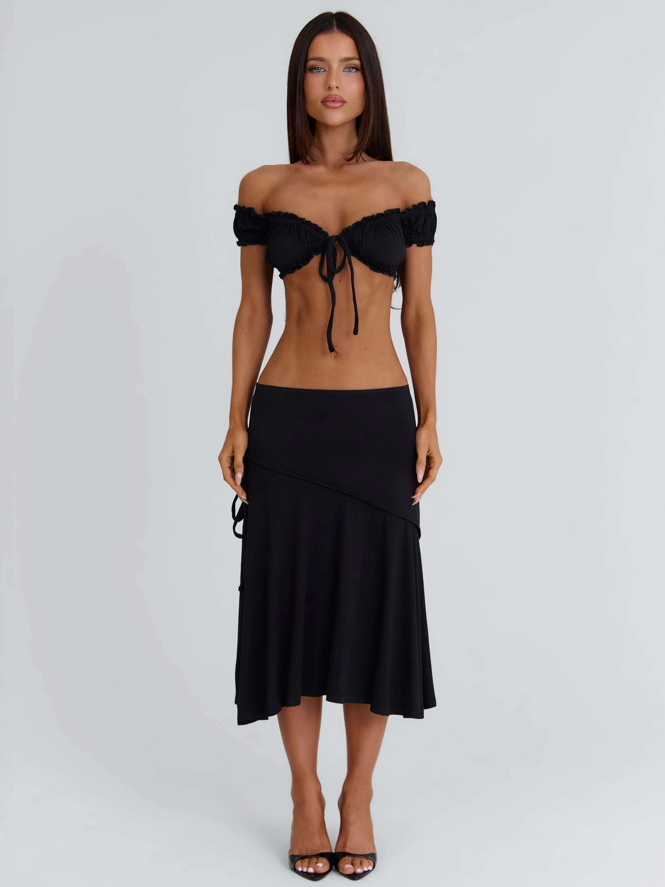 ARRIELLE MIDI SKIRT BLACK
