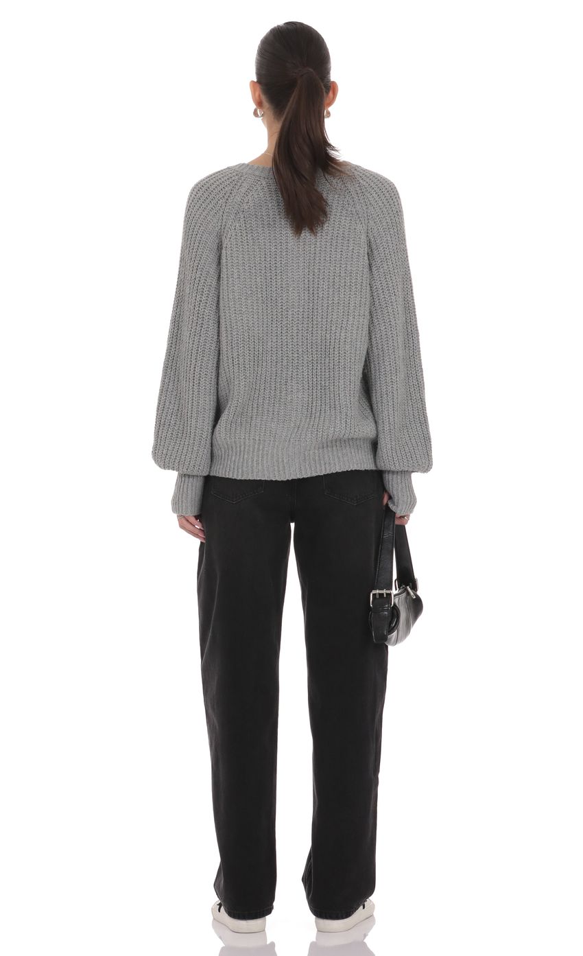 Braid Cable Knit Cardigan in Gray