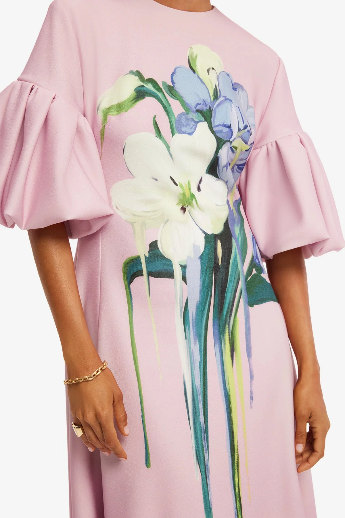 Everly Midi Dress - Bouquet Print in Pastel Pink