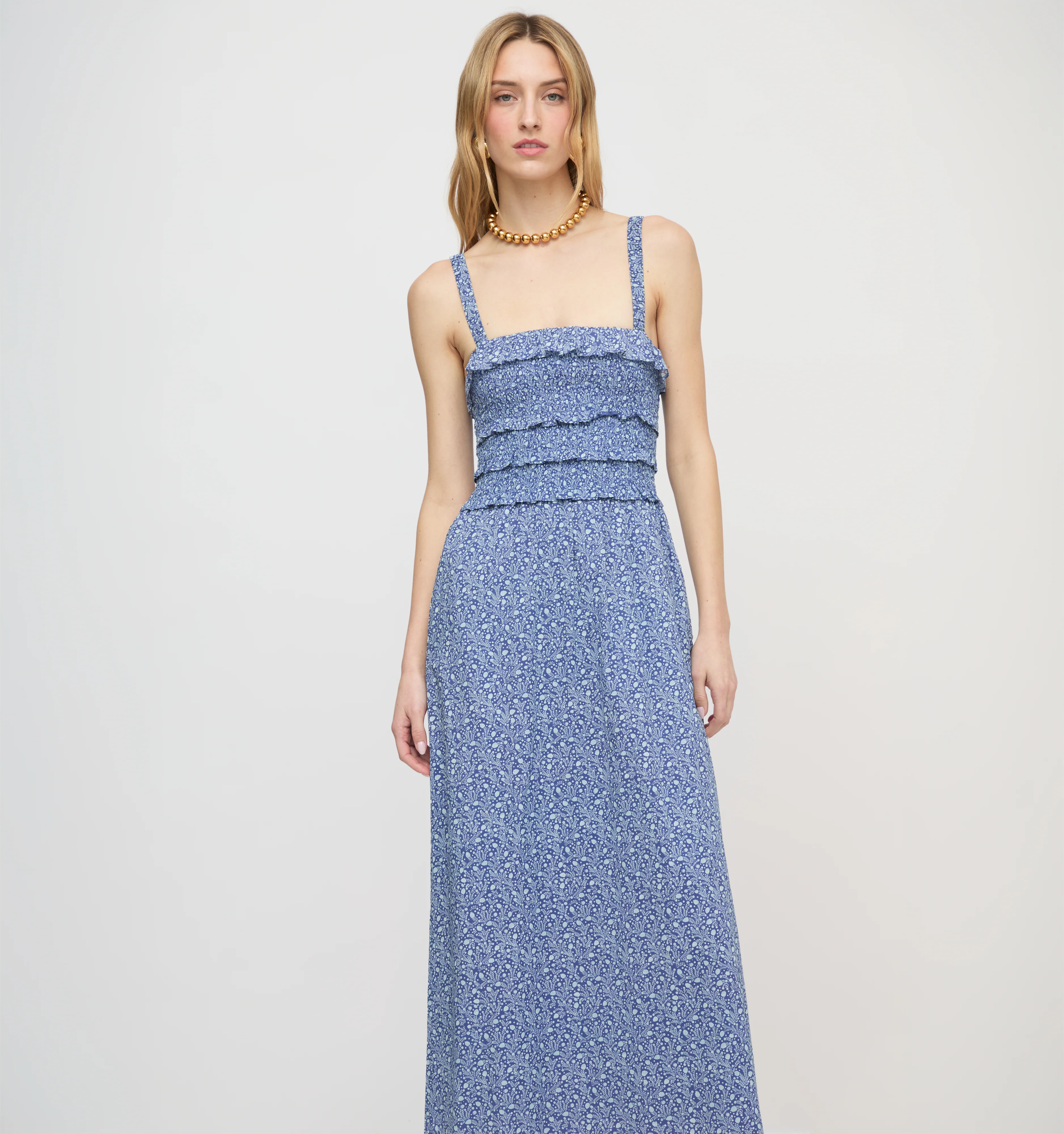 The Analiese Nap Dress - Cornflower Ditsy Thistle