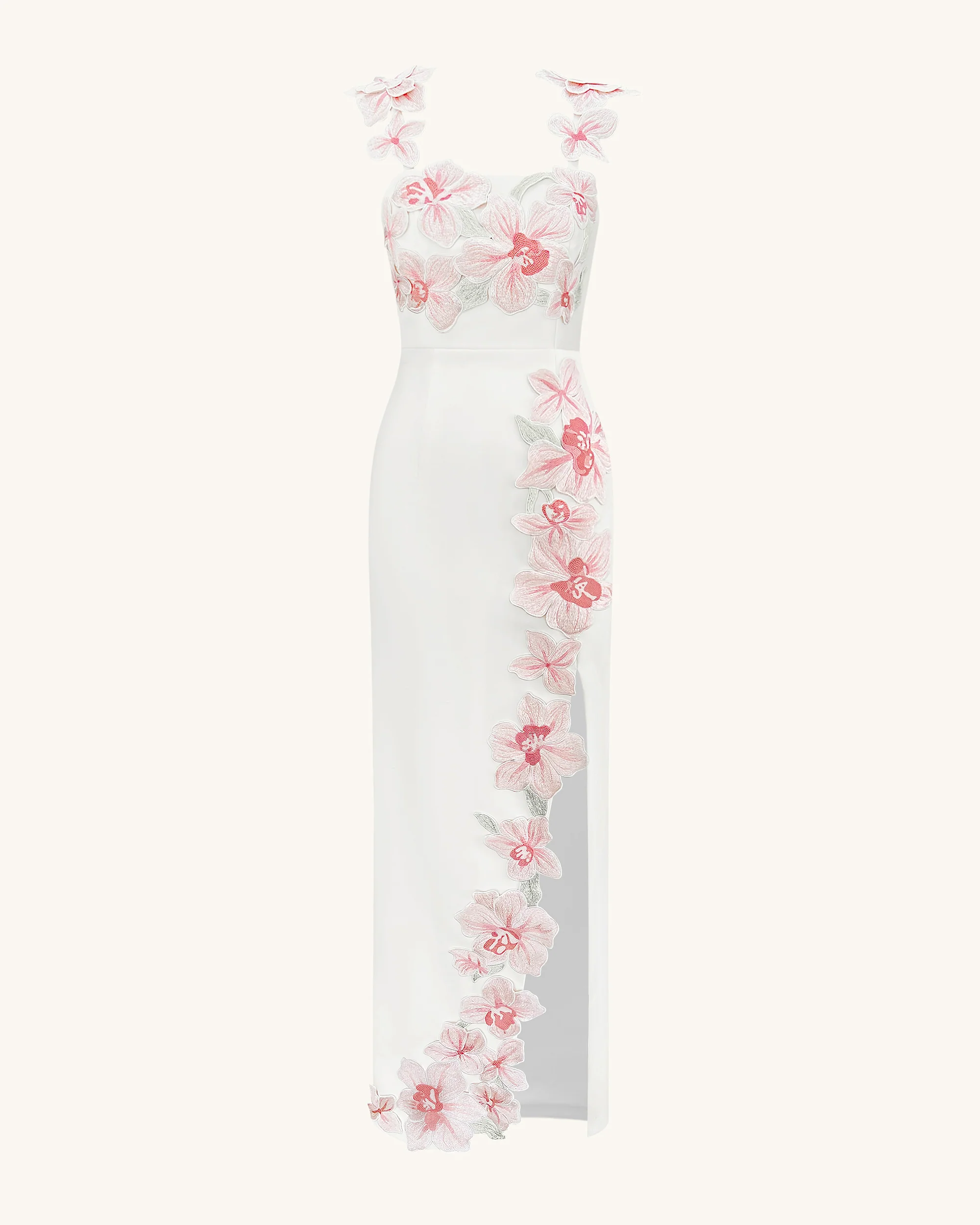 Flower Embroidered Dress - White/Pink - FASHION NOB