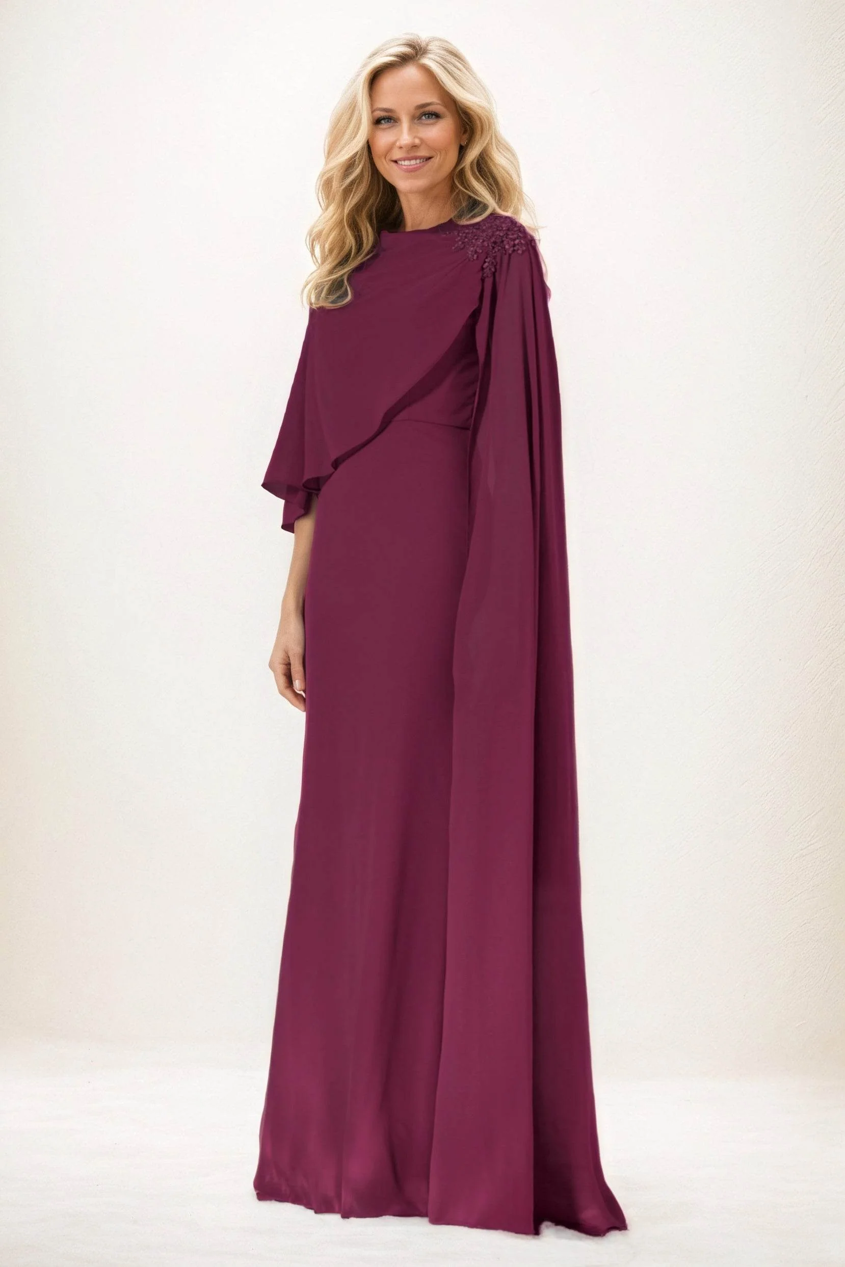 Sheath-Column Maxi Chiffon Mother of the Bride Dresses CM0388