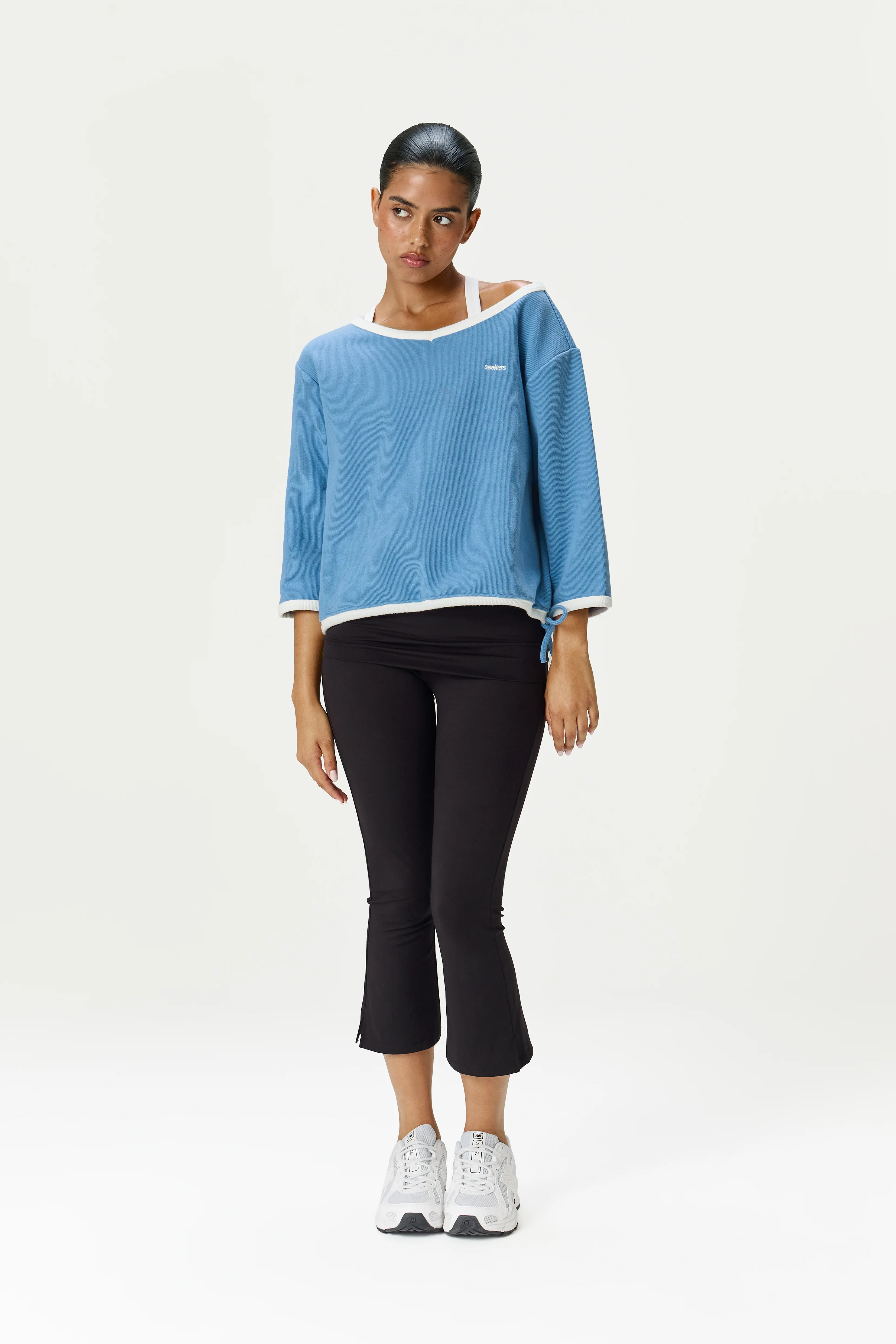 Pamela Cotton Cinch Sweatshirt in Cornflower Blue