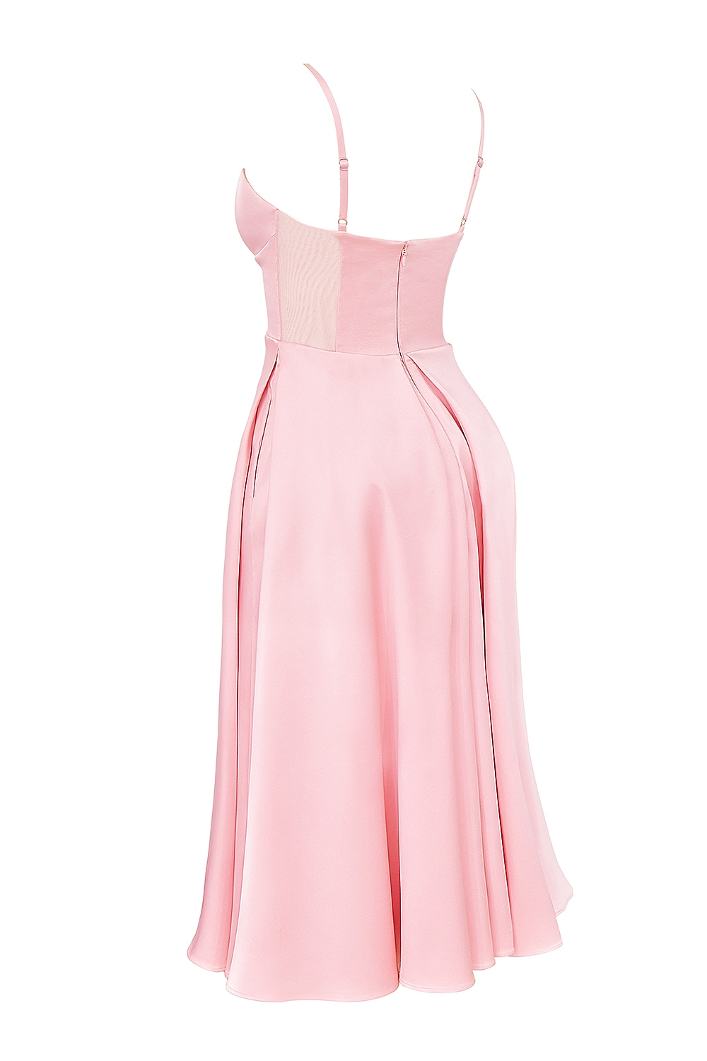 Parisian Pink Satin A-Line Midi Dress