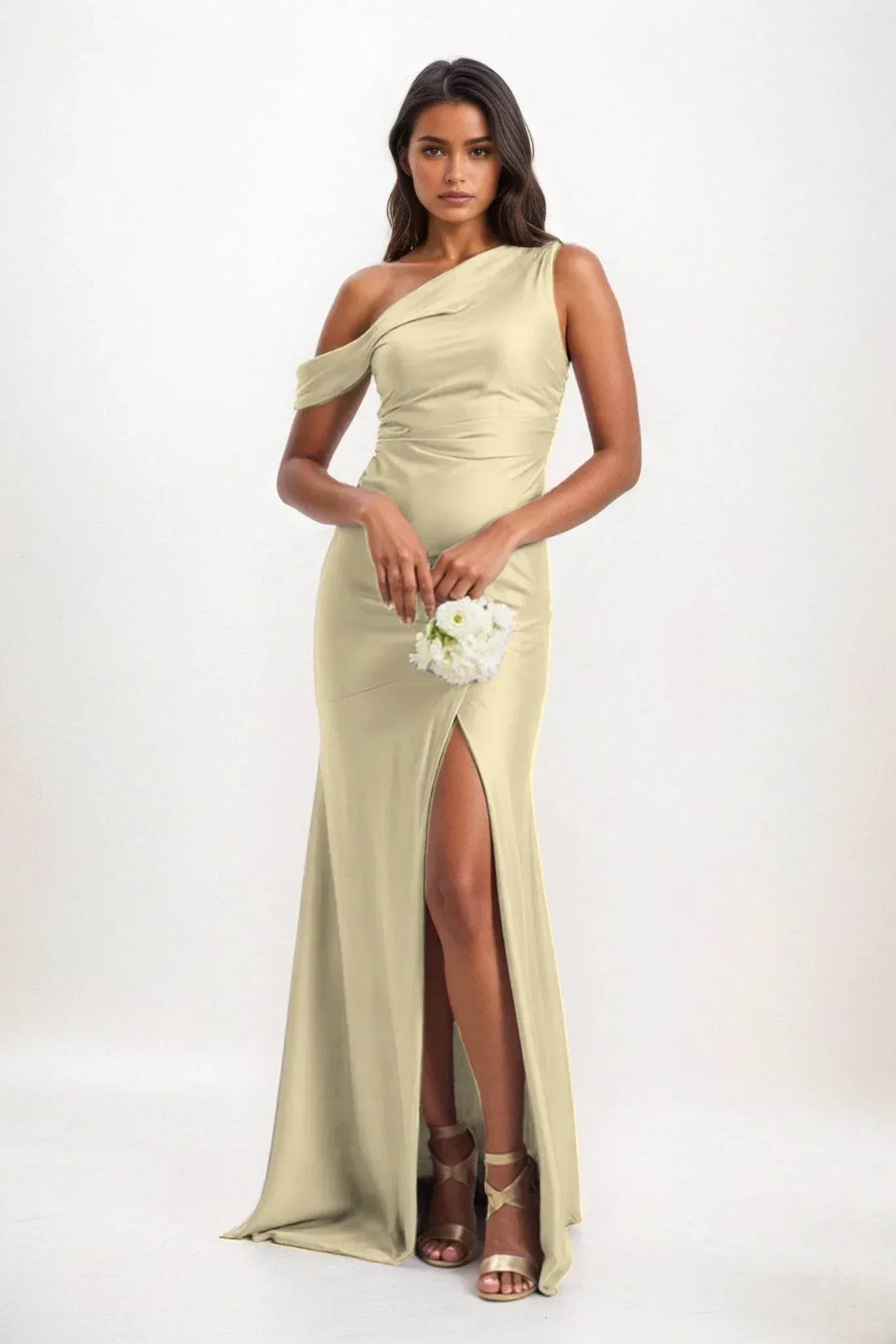 Sheath-Column Maxi Luxe Satin Dress CB0845CS