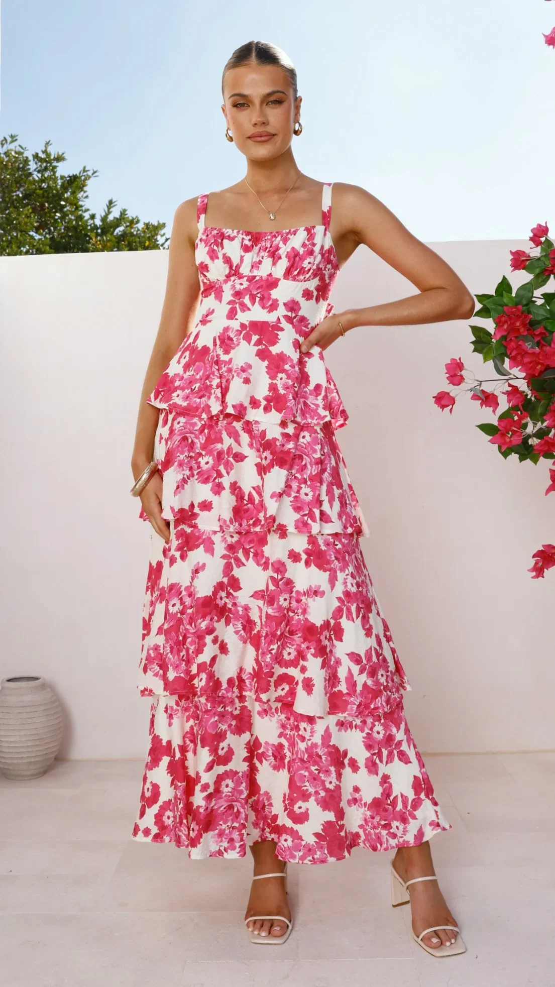 Odilia Maxi Dress - Pink/White Floral