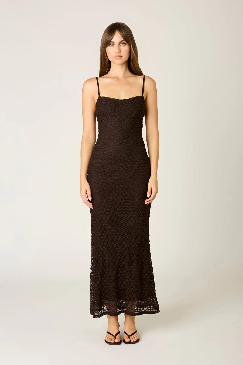 Textured Mesh Midi Dress