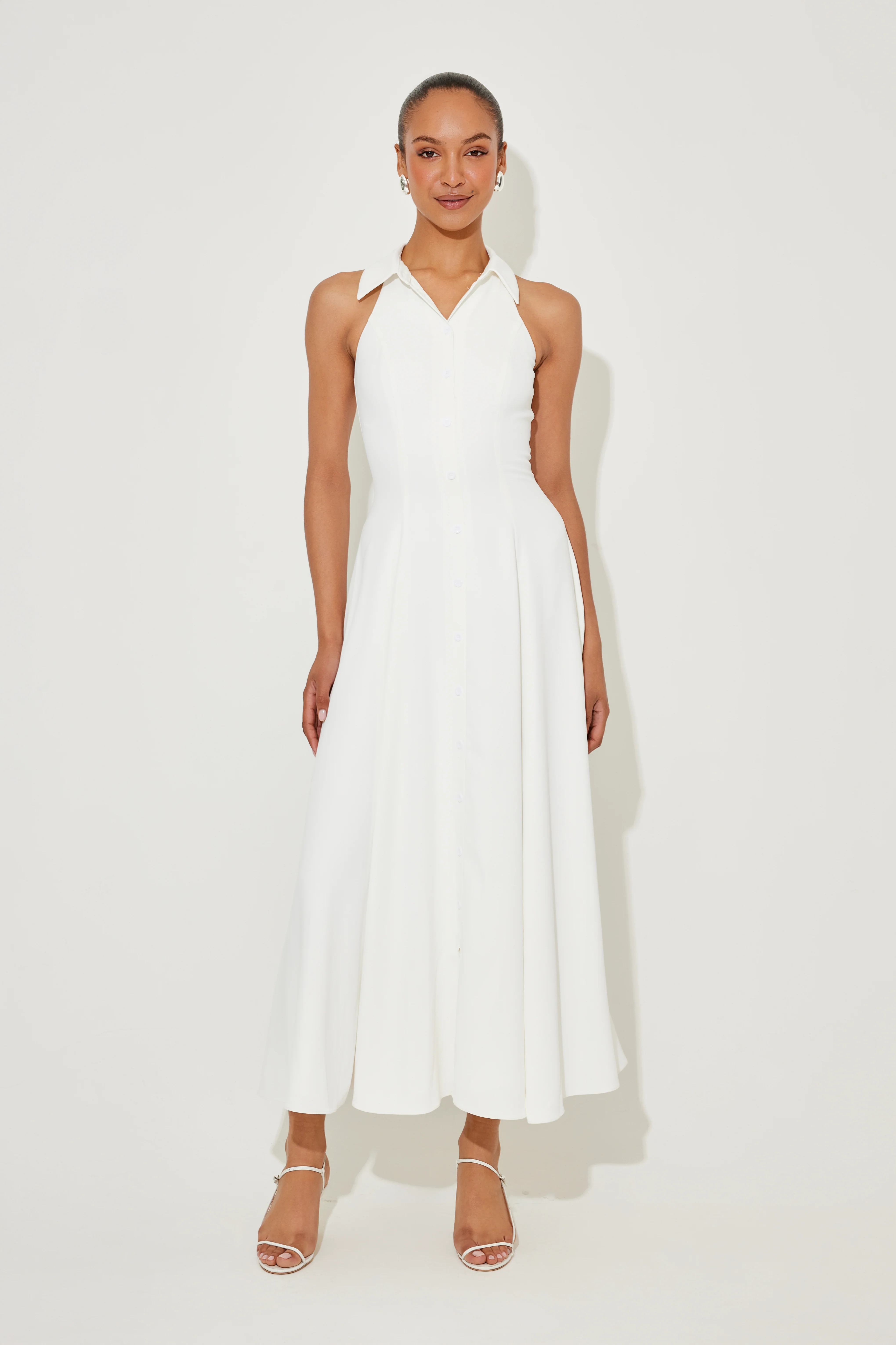 Flowy Collar Maxi Dress
