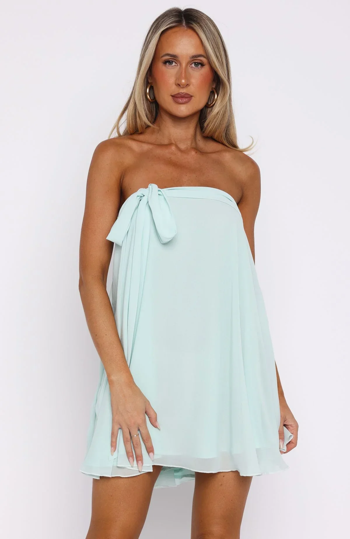 She's So Pretty Strapless Mini Dress Ice Blue - luluinthesky