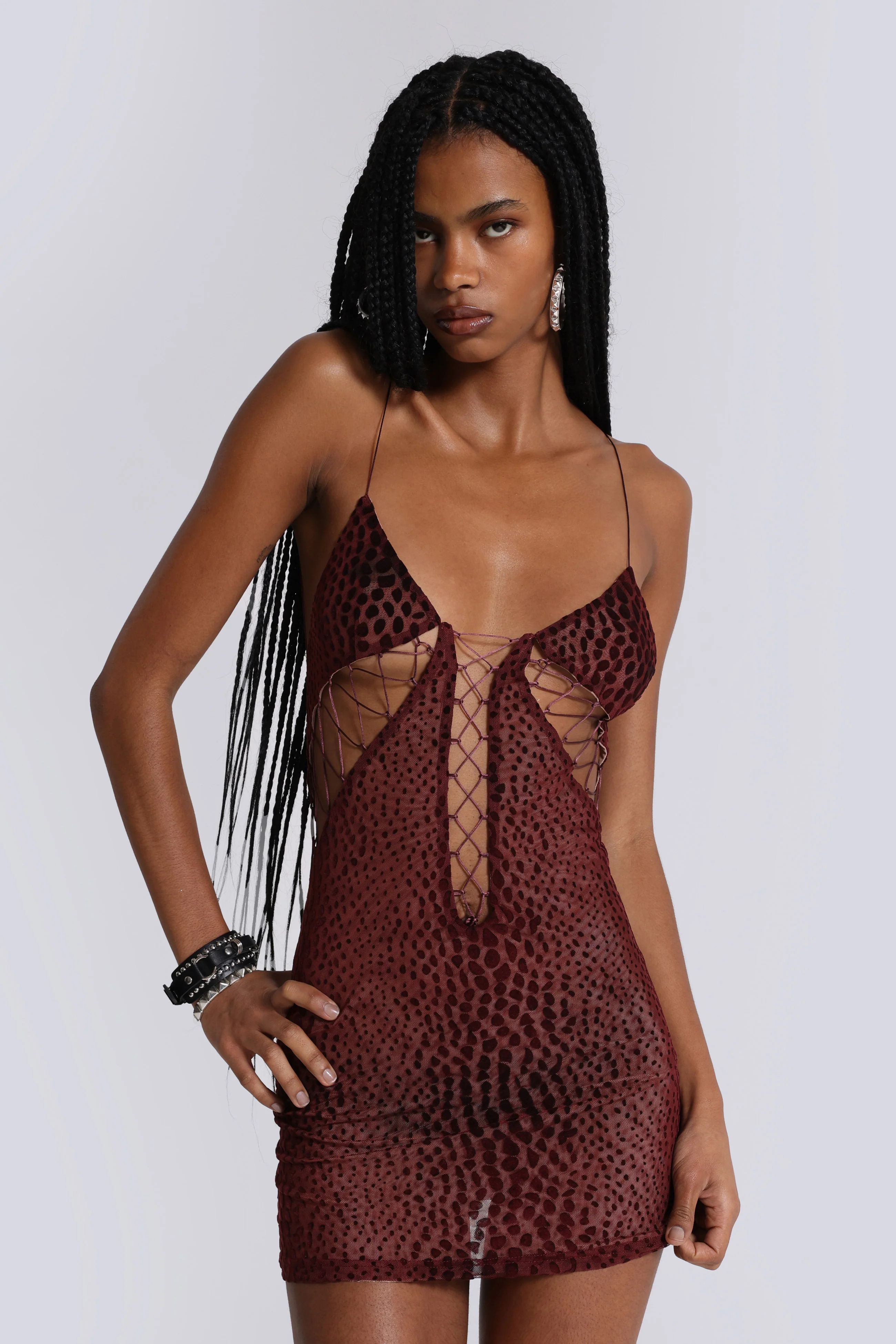 Rhyxa Lace Up Mini Dress