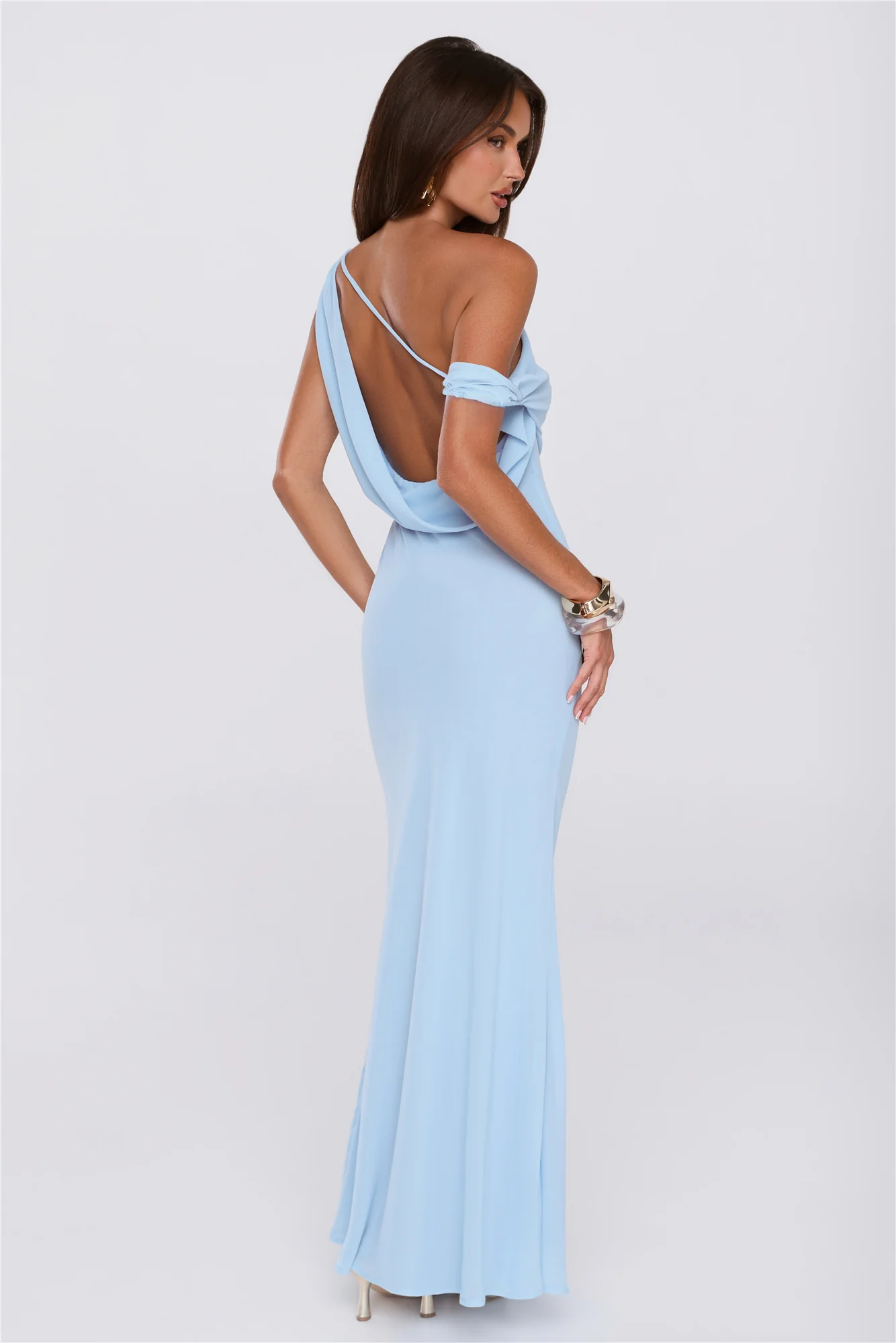 Untamed Luxe Off Shoulder Maxi Dress Blue - luluinthesky