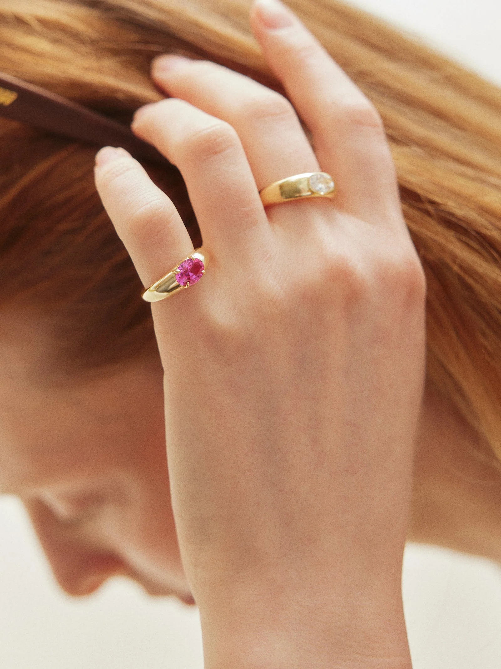 Cigar Band Custom Birthstone Ring - Gold