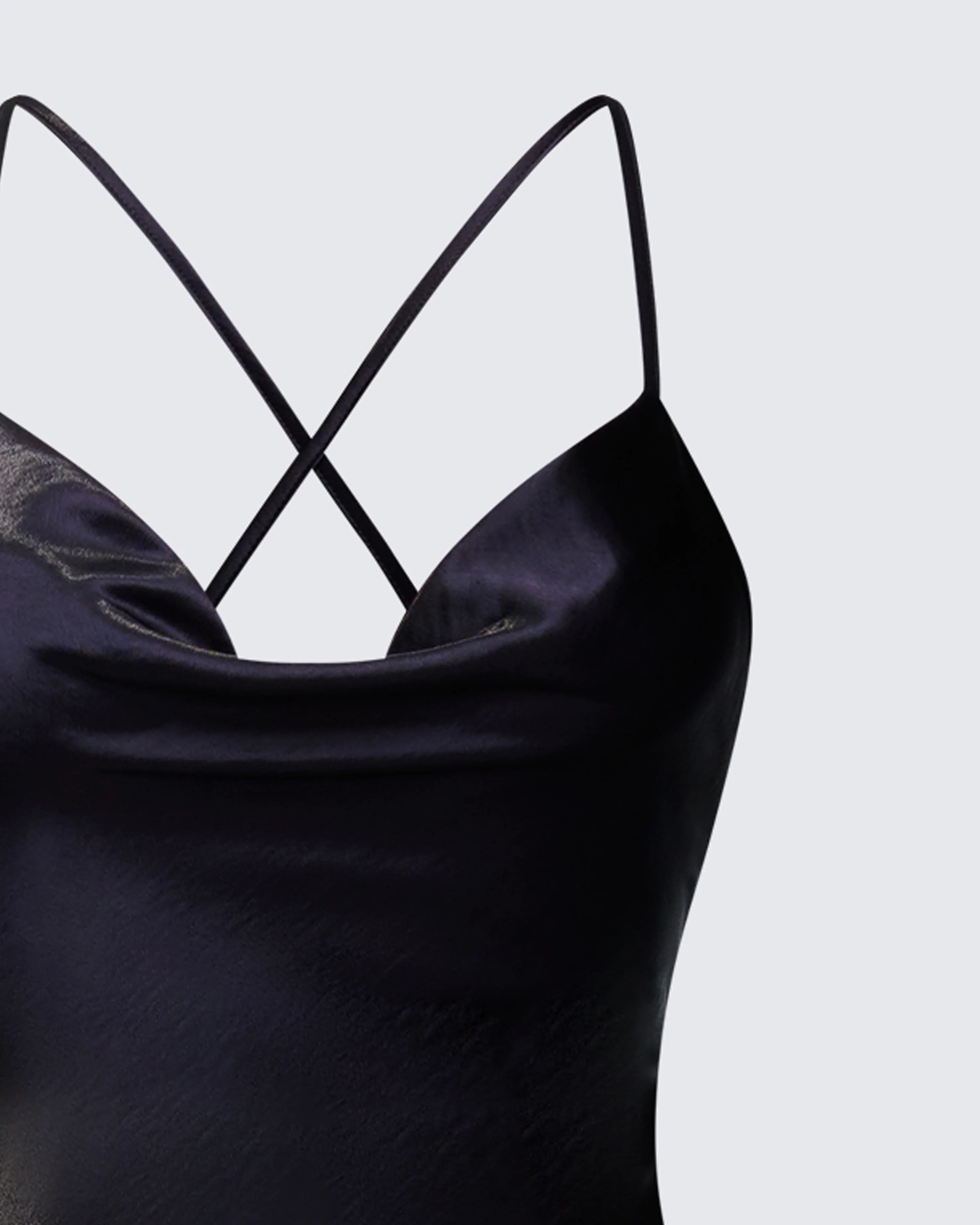 Elspeth Black Satin Bias Slip Maxi Dress