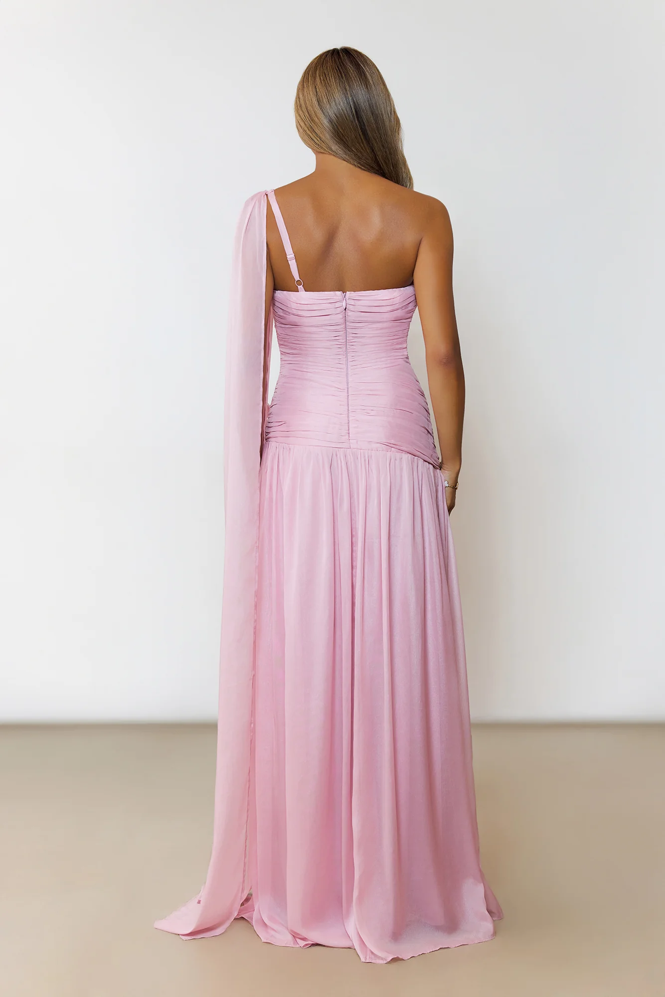 Silver Breeze One Shoulder Maxi Dress Pink