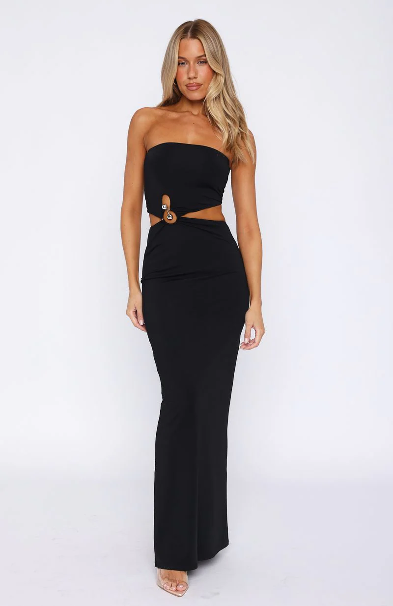 Probably True Strapless Maxi Dress Black