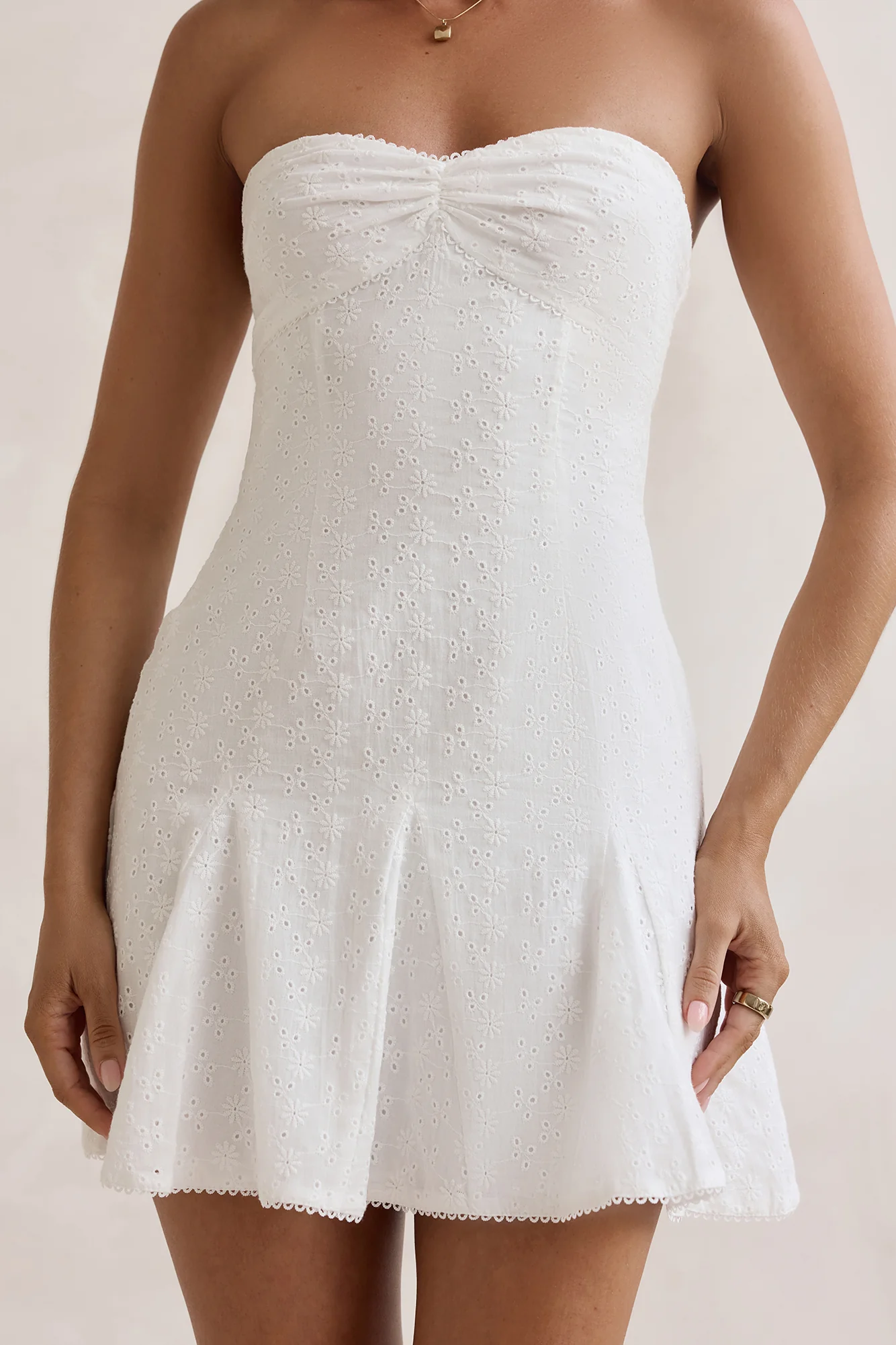 Daydream Diaries Strapless Mini Dress Off White - luluinthesky