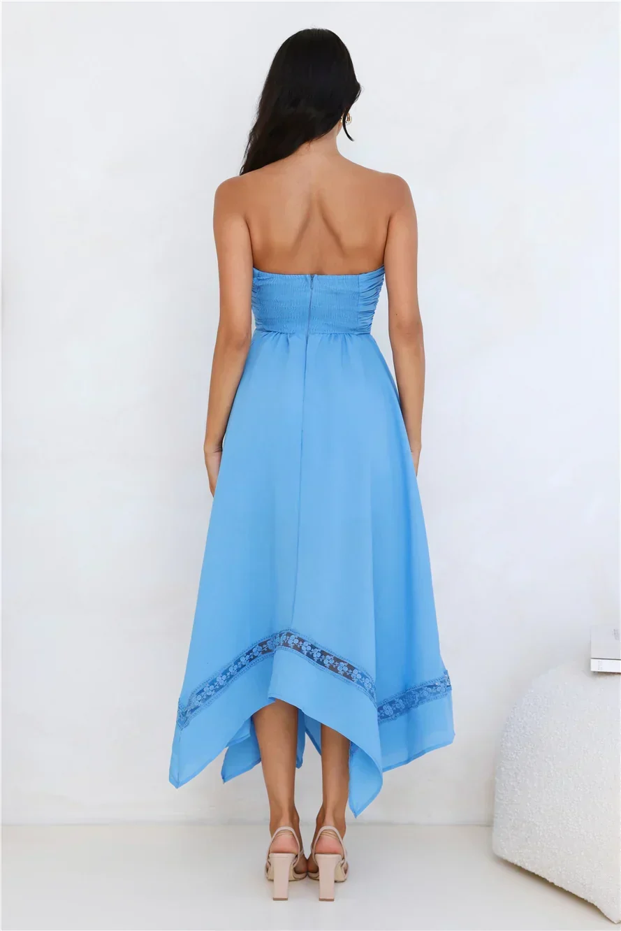 Visit The Moon Strapless Midi Dress Yellow - luluinthesky