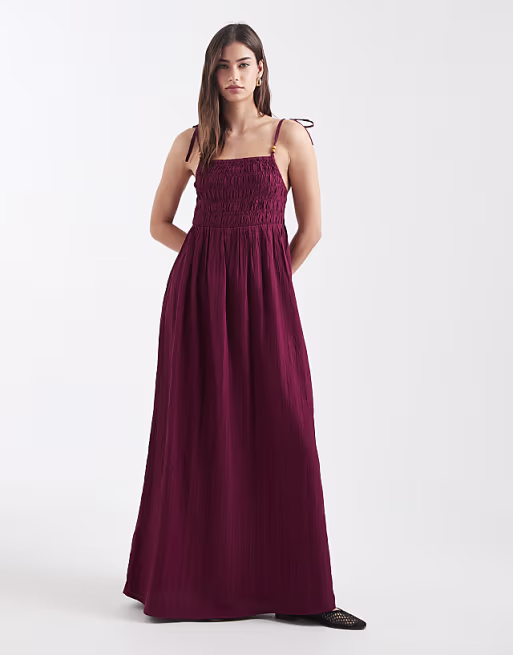 Aray beach maxi dress in burgundy