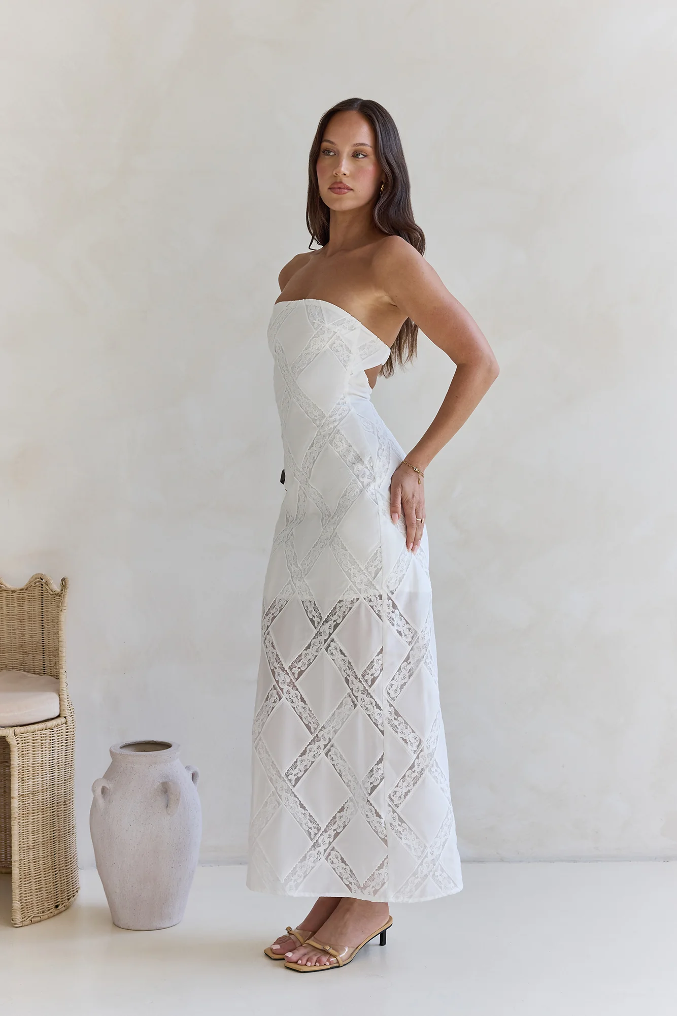 Ocean Air Oasis Strapless Maxi Dress White - luluinthesky