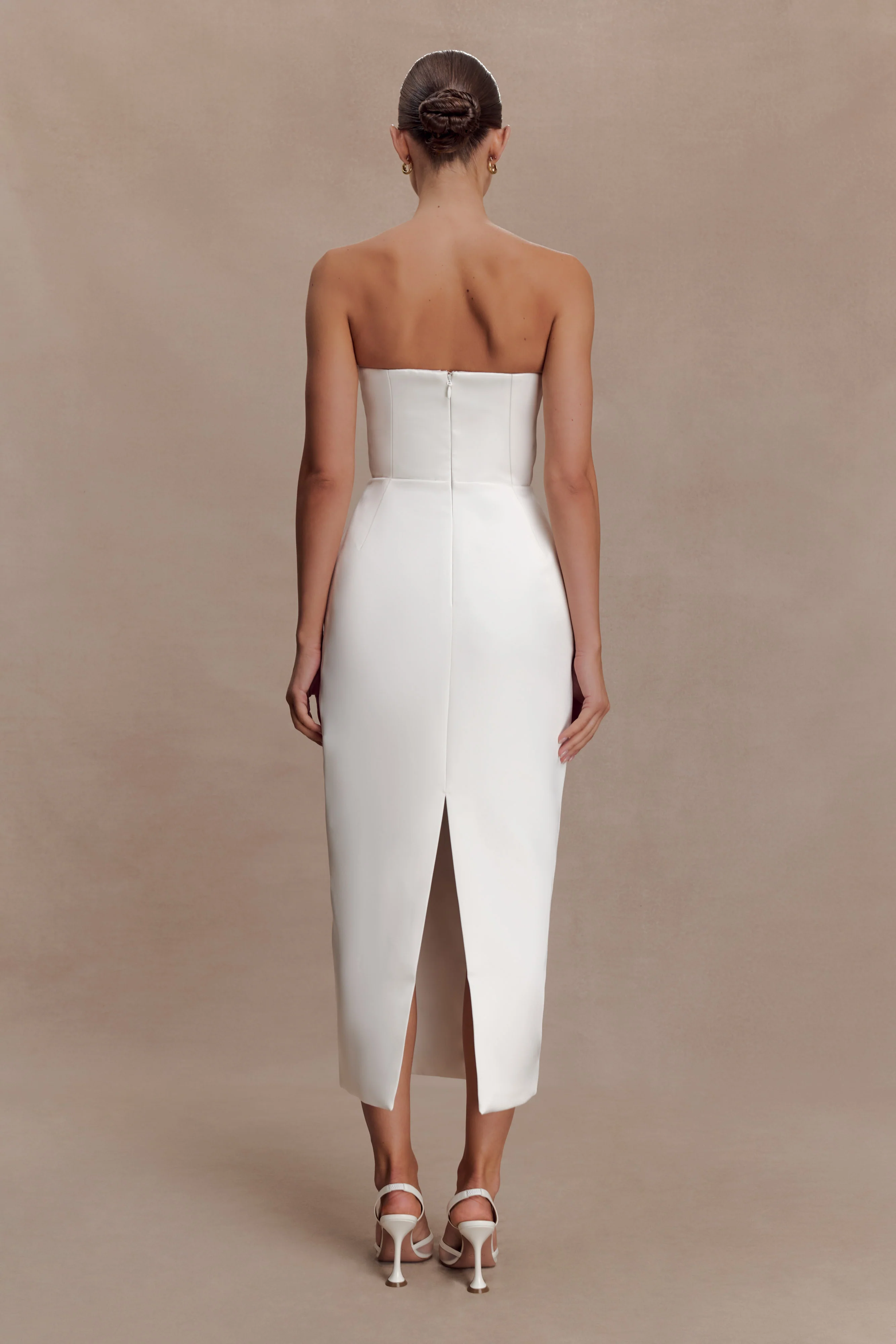 Ophelia Peplum Satin Maxi Dress - Ivory