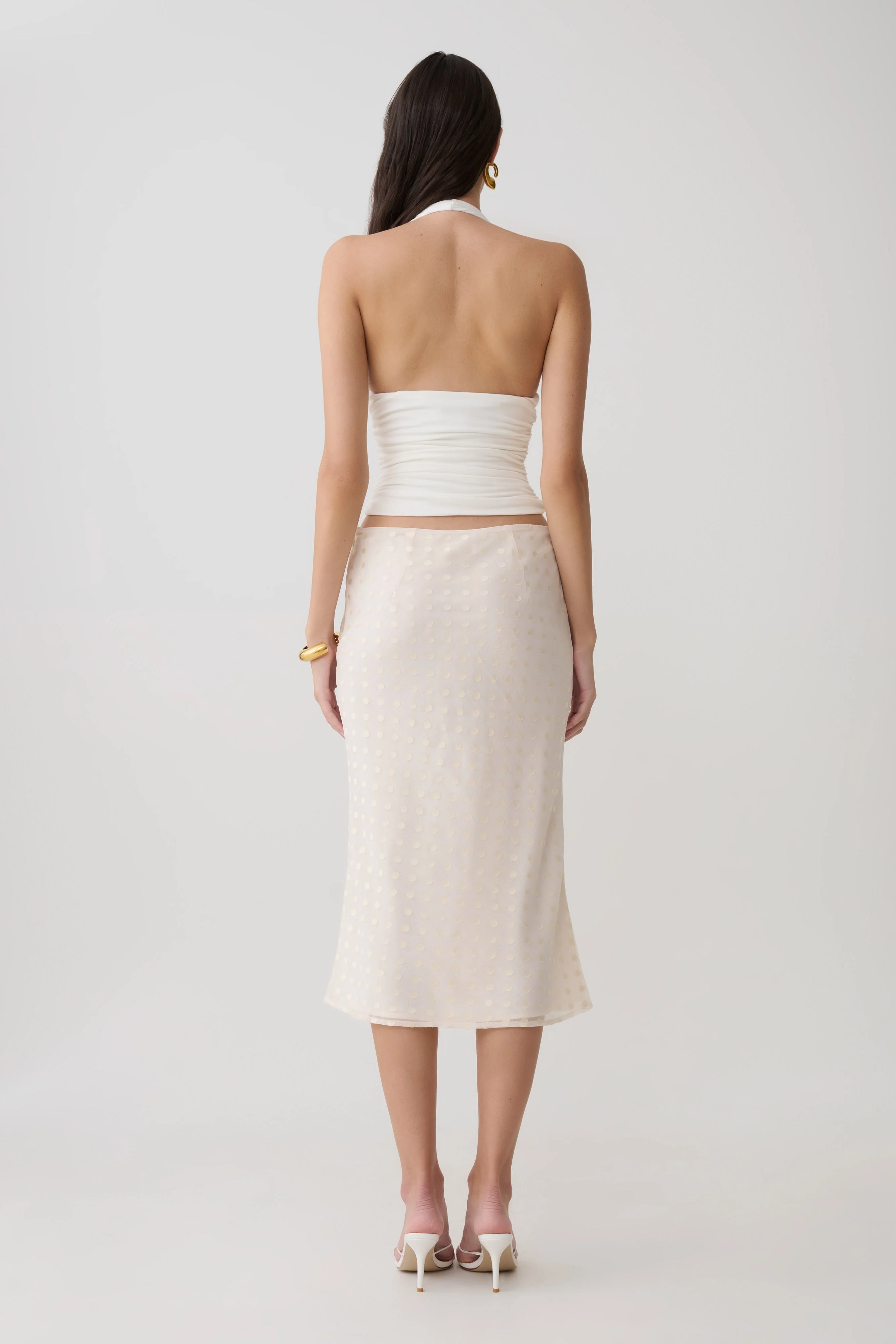 Lilah Devore Midi Skirt - Ivory