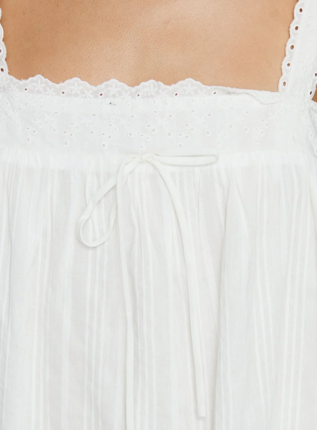 Reason To Stay Lace Trim Floaty Mini Dress White - luluinthesky