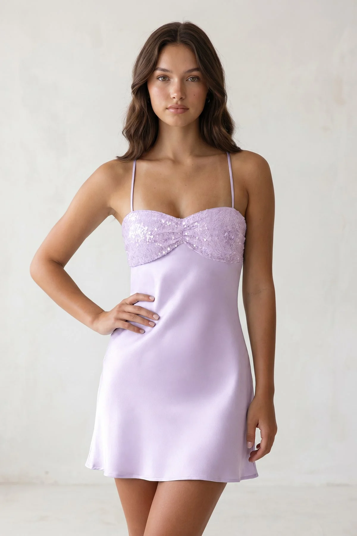 Sky Blue Spaghetti Straps Sheath Satin Homecoming Dress With Sequins