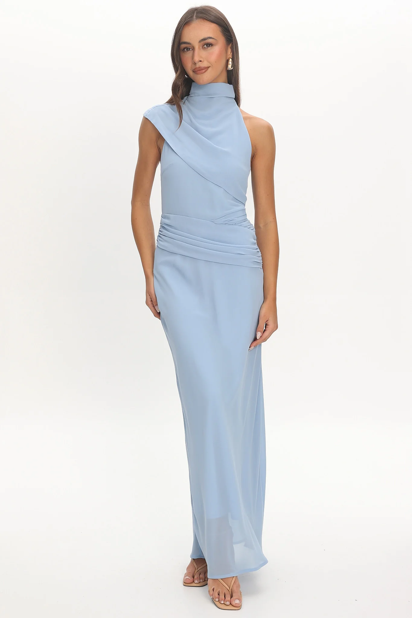 Renata High Neck Maxi Dress Blue - luluinthesky