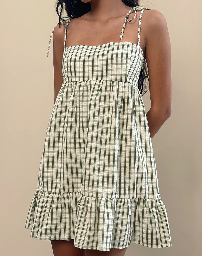 Nikita Mini Dress in Green Check