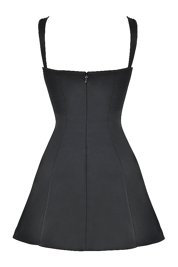 Black Satin And Lace Mini Dress