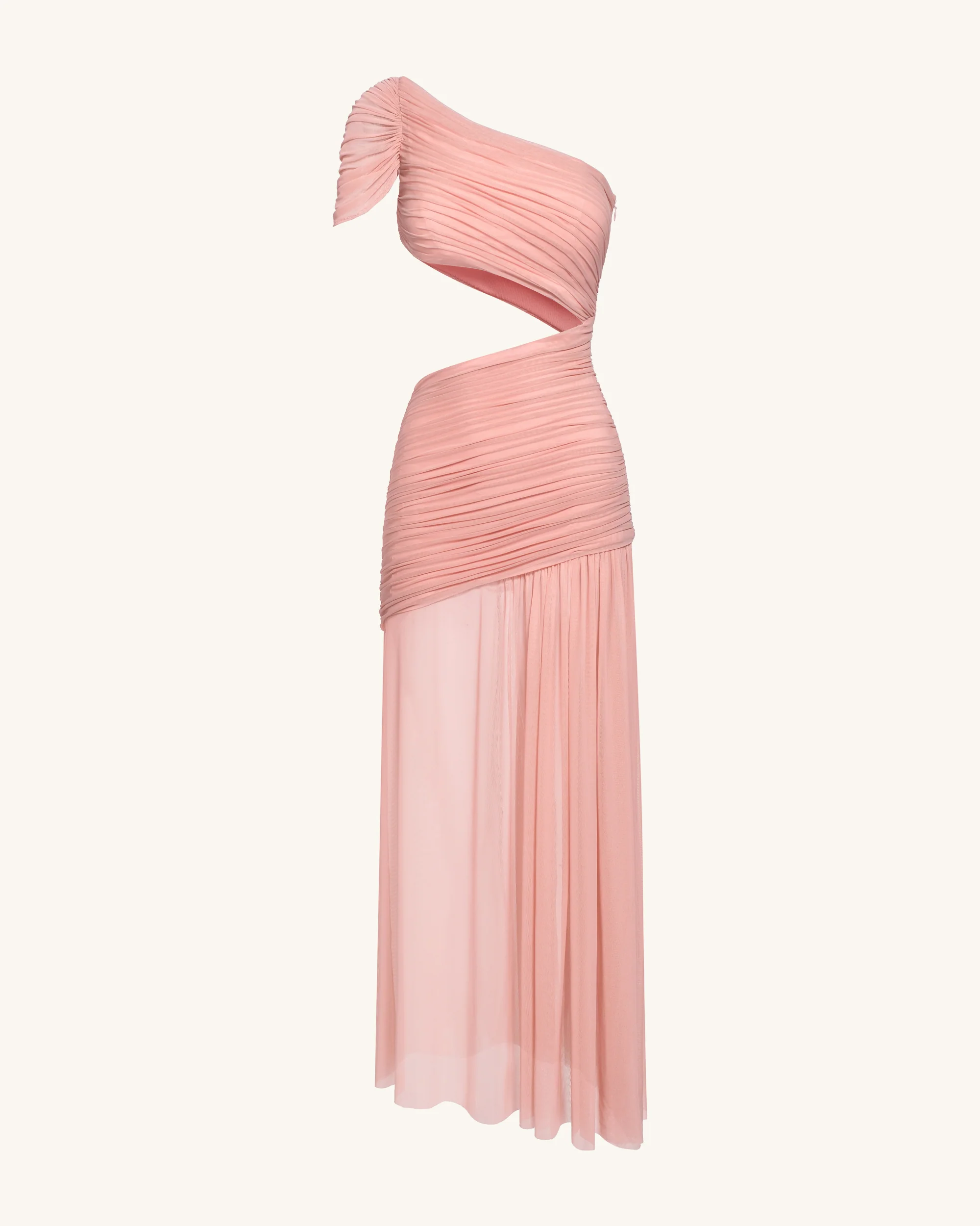 Mia Pleated Mesh Dress - Blush - FASHION NOB