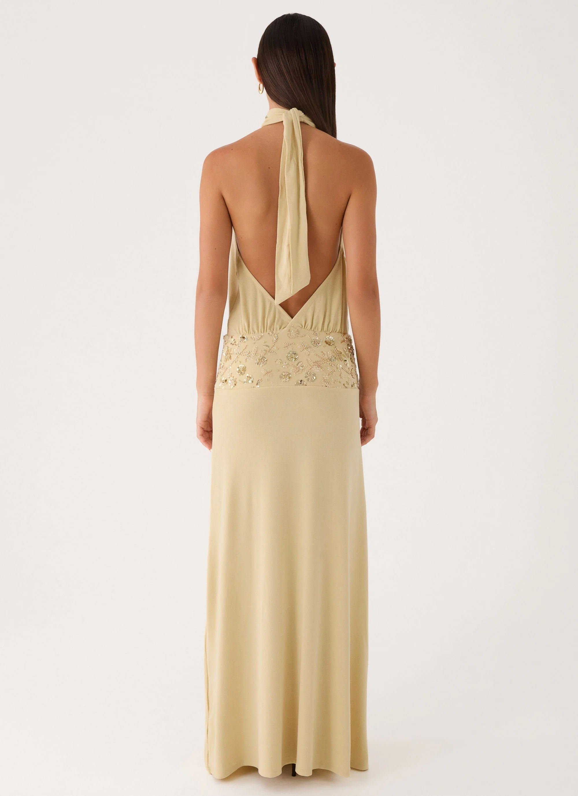 Donyale Halter Maxi Dress - Pale Olive